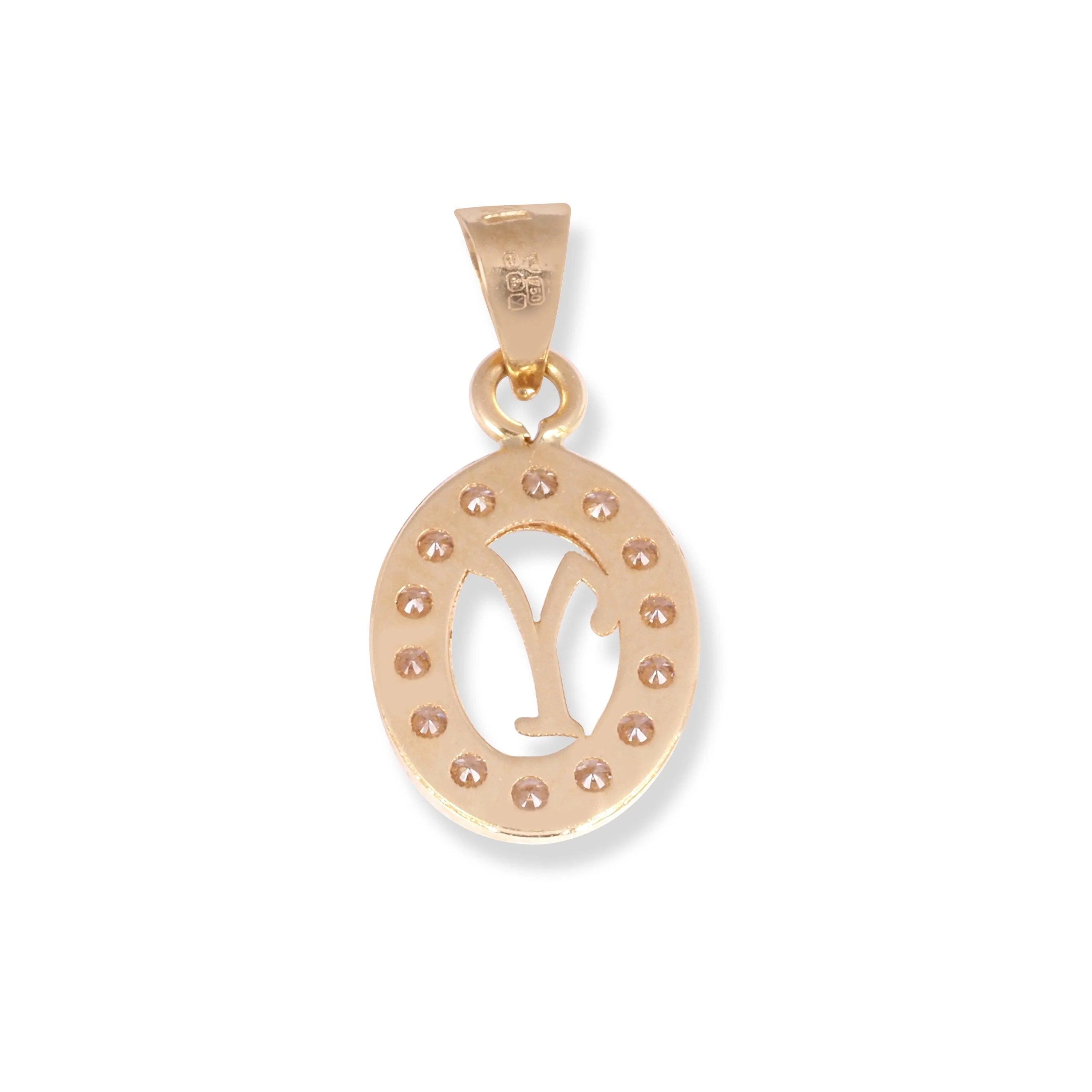 18ct Yellow Gold Dainty Initial 'Y' Pendant with Cubic Zirconia Stones P-7966-Y - Image 2