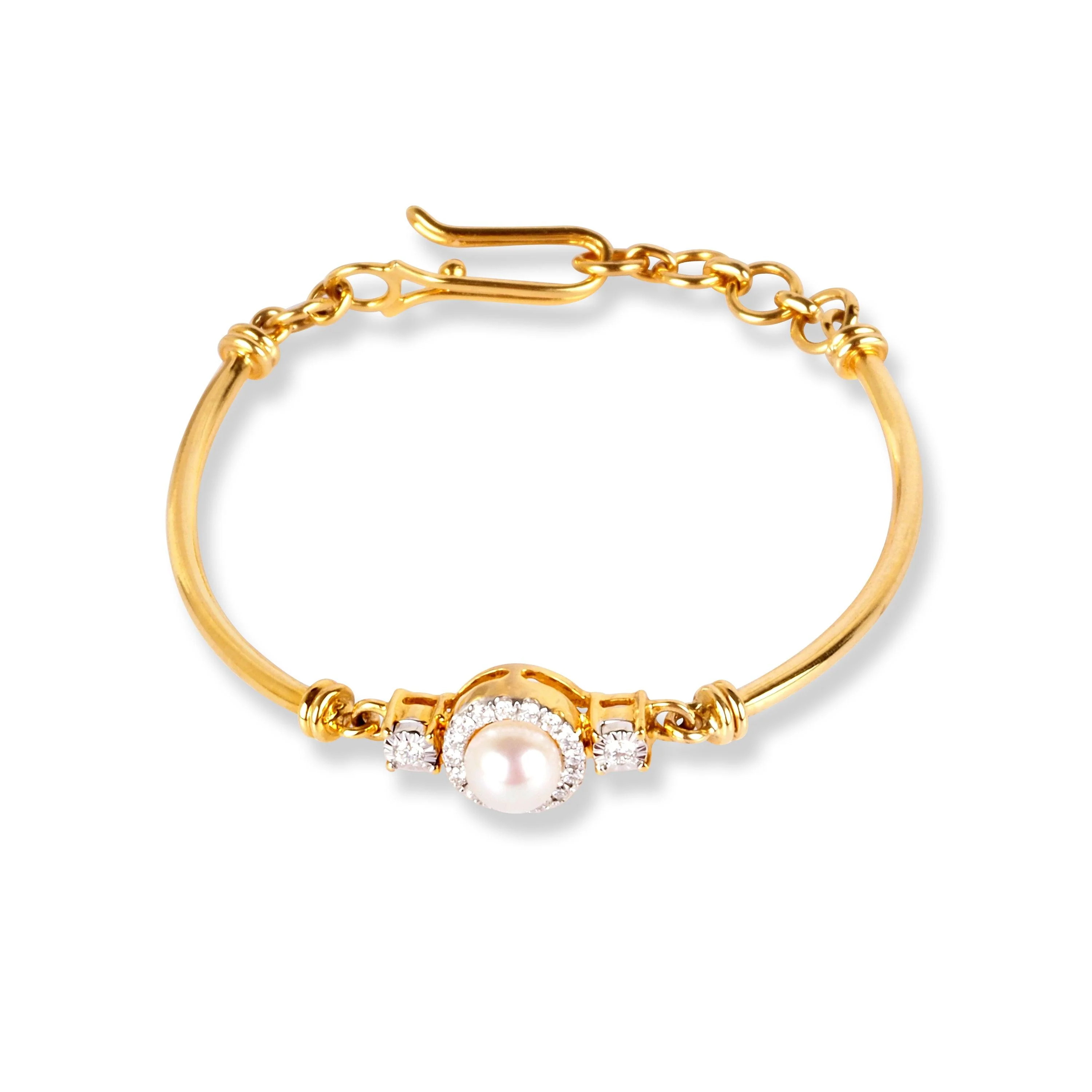 18ct Gold Diamond & Cultured Pearl Children's Bracelet MCS3613/MCS3671 - Image 6