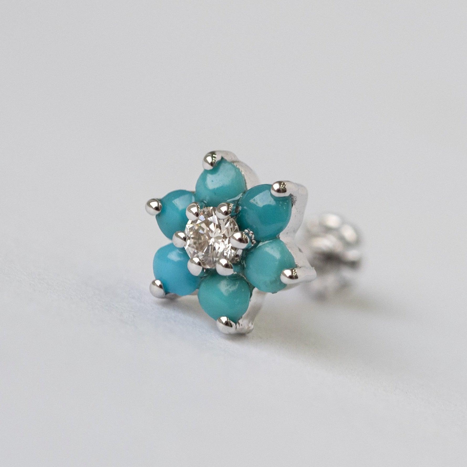 18ct Gold Diamond and Emerald / Sapphire / Ruby / Amethyst / Turquoise Screw Back Nose Stud - Image 10