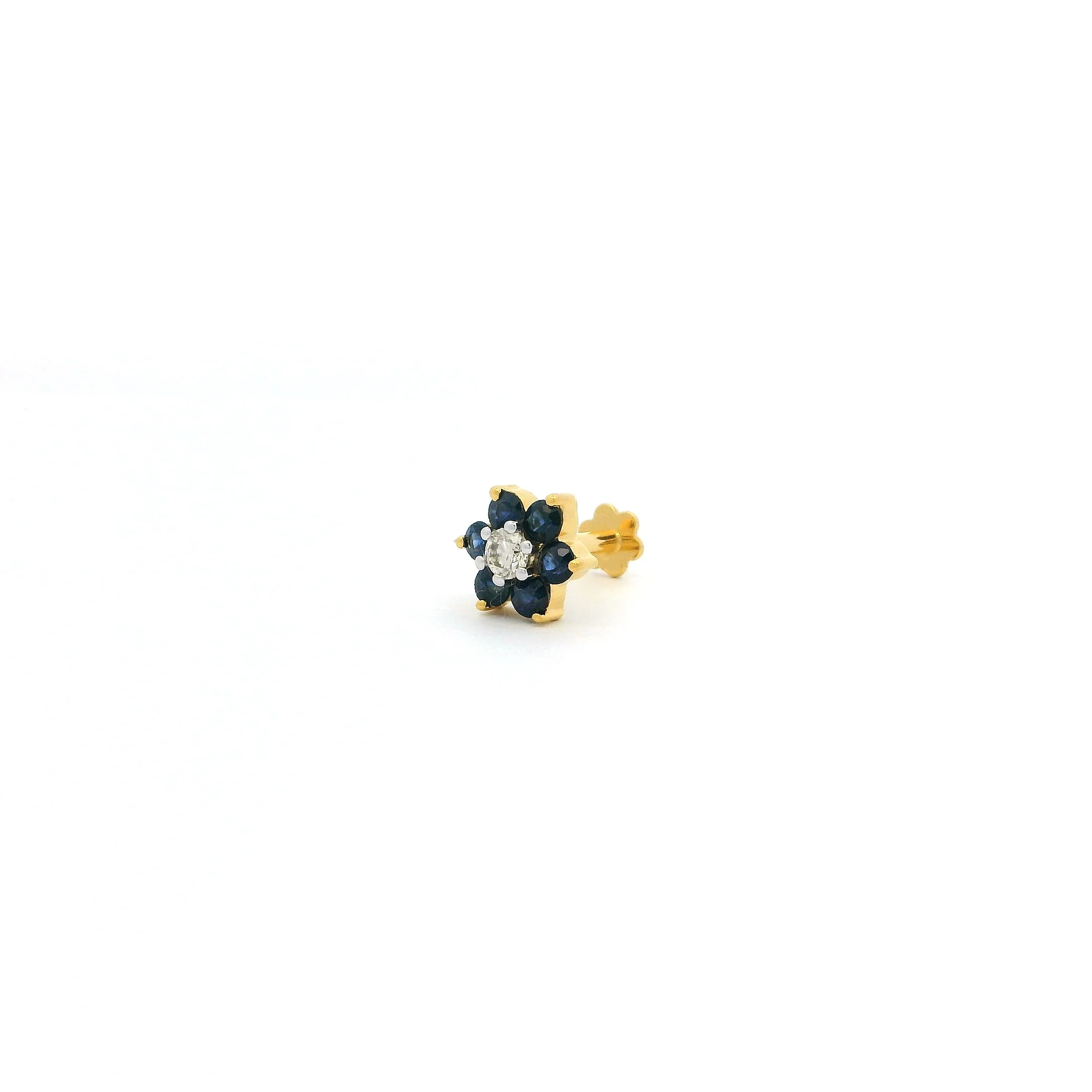 18ct Gold Diamond and Emerald / Sapphire / Ruby / Amethyst / Turquoise Screw Back Nose Stud - Image 12