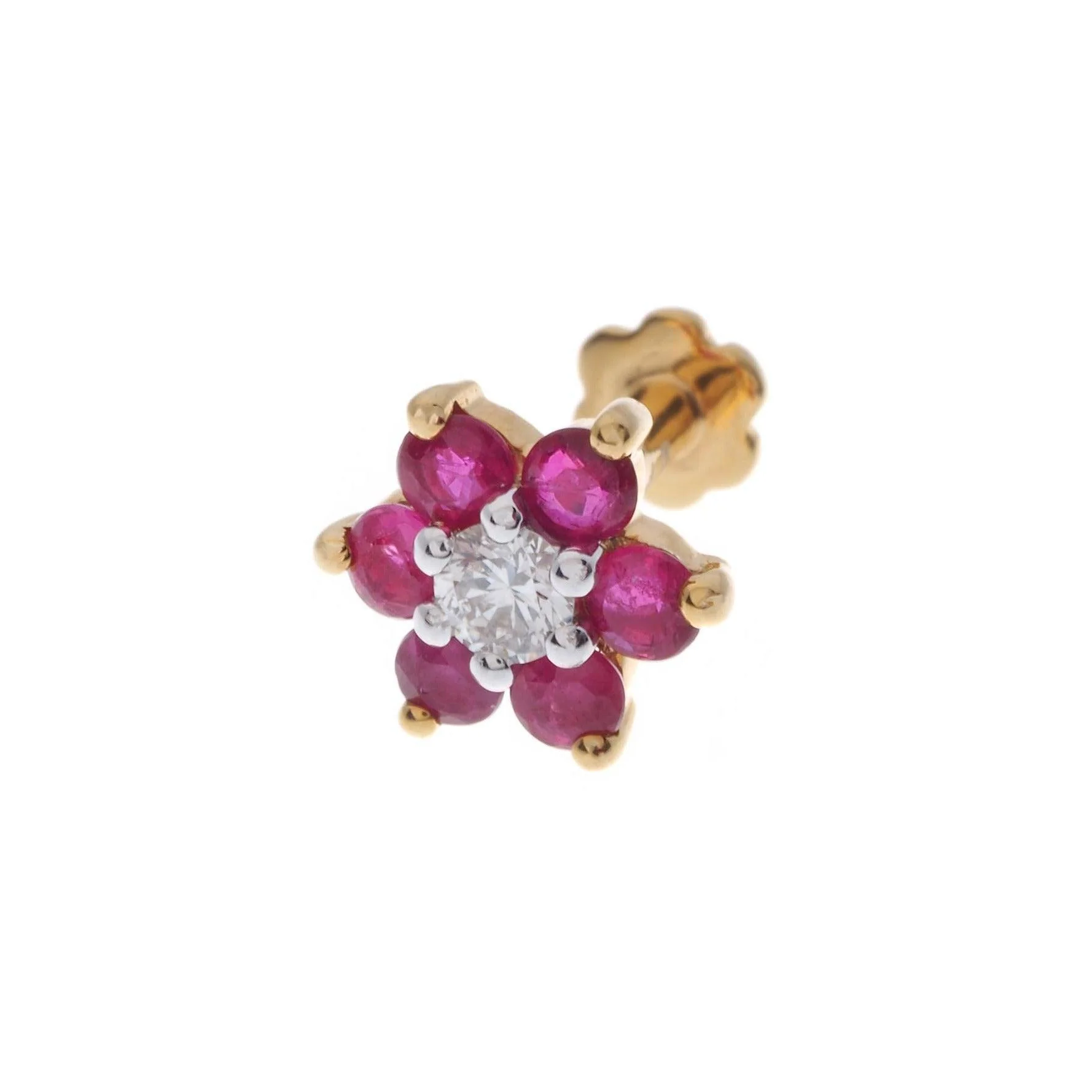 18ct Gold Diamond and Emerald / Sapphire / Ruby / Amethyst / Turquoise Screw Back Nose Stud - Image 7