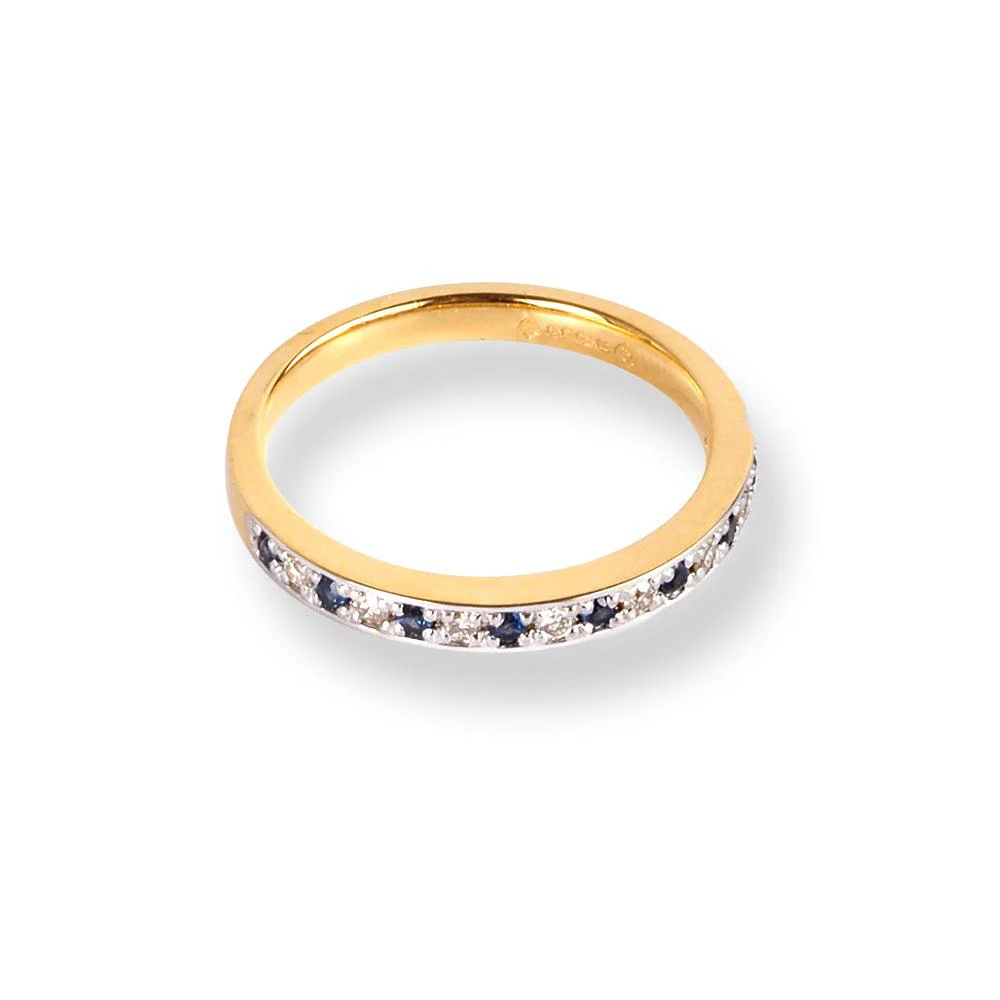 18ct Yellow Gold Diamond & Sapphire Half-Eternity Band LR-6674 - Image 2