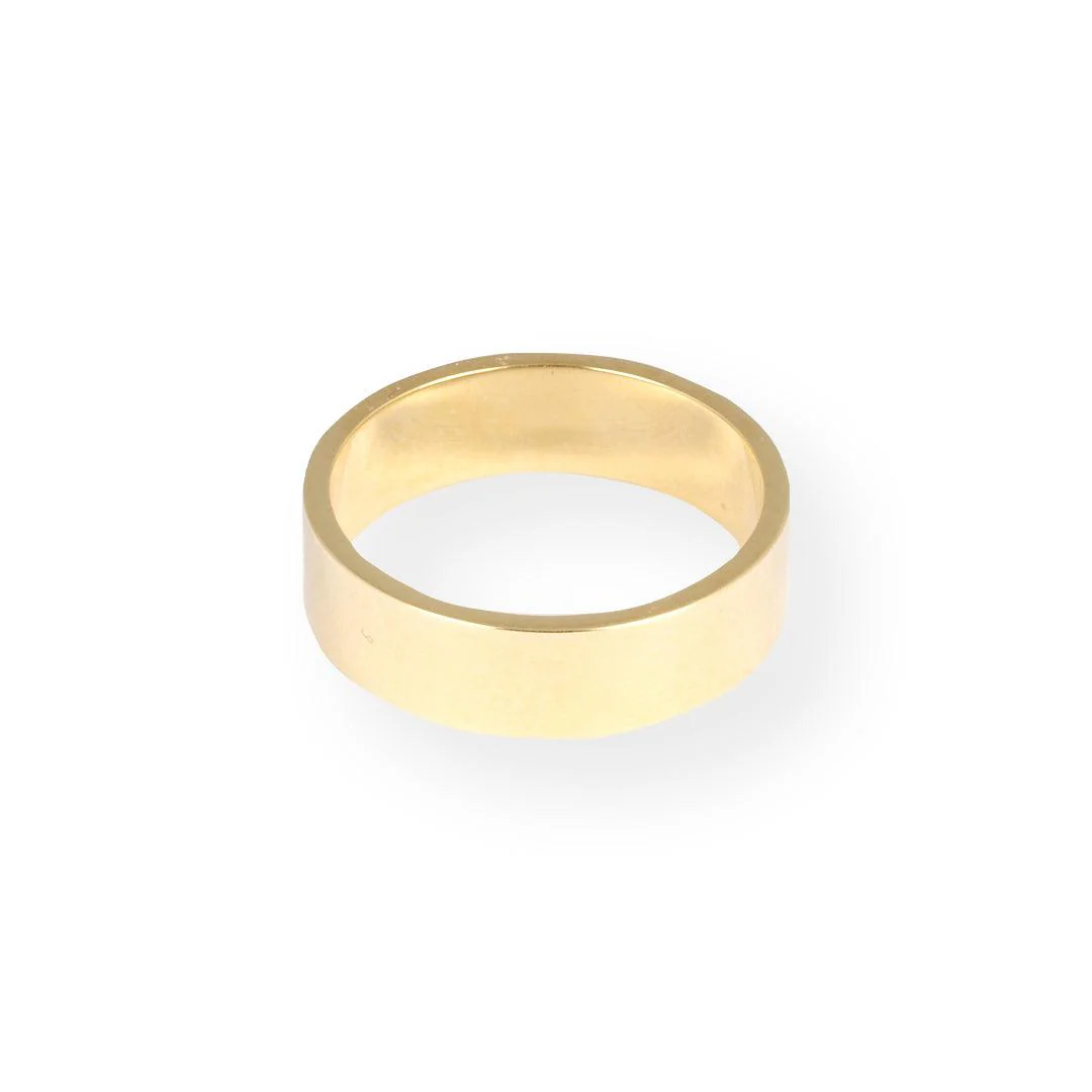 18ct Yellow Gold Mirror Polish Flat Band 6mm GR-8341