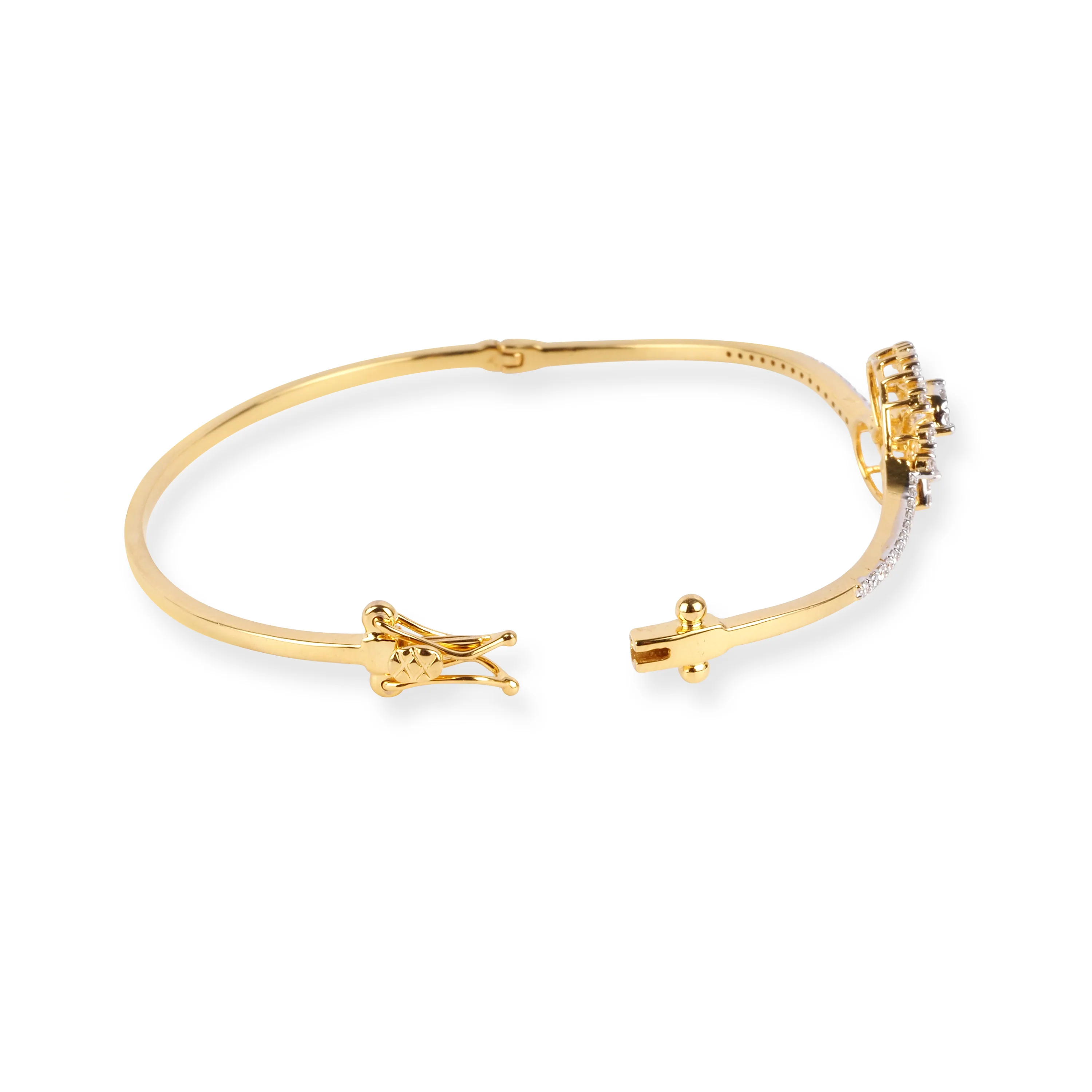 18ct Yellow Gold Openable Diamond Bangle - Luxurious Diamond Wrist Accent - Image 3