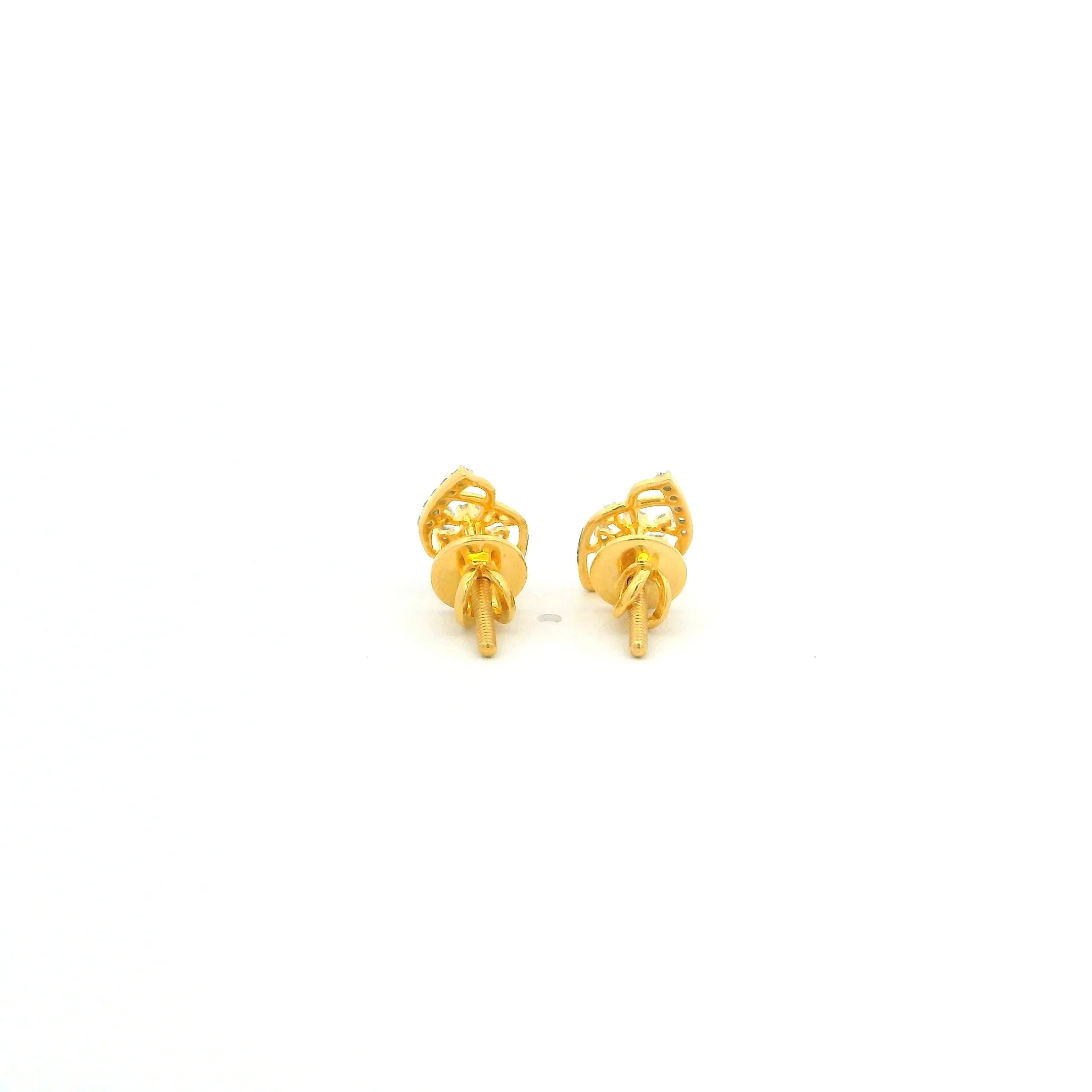 18ct Yellow Gold Round Diamond Earrings – Modern Leaf Design - Image 3