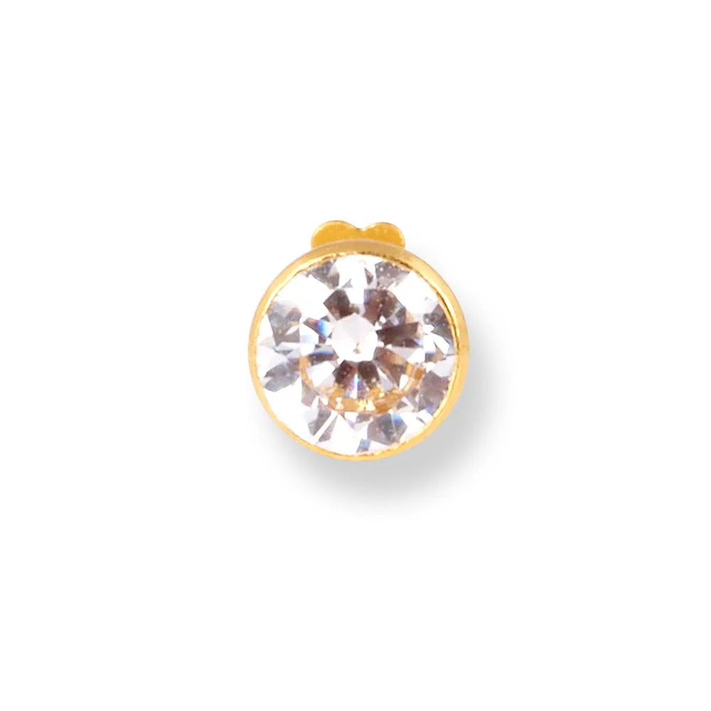 18ct Yellow Gold Screw Back Nose Stud set with Cubic Zirconia in a Rub Over (Bezel) Setting (2.25mm - 4mm) - Image 18
