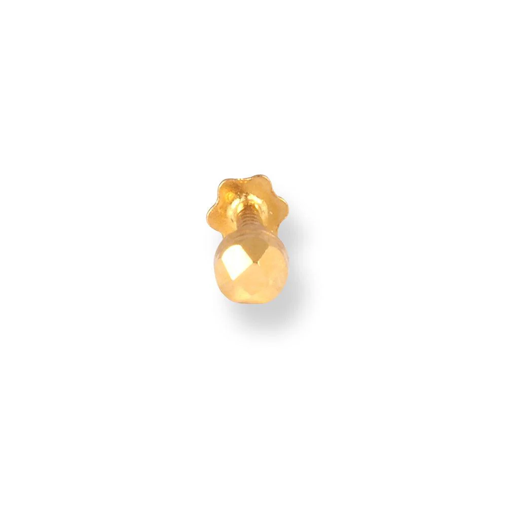 18ct Yellow Gold Screw Back Nose Stud with a Faceted Finish. - Image 10