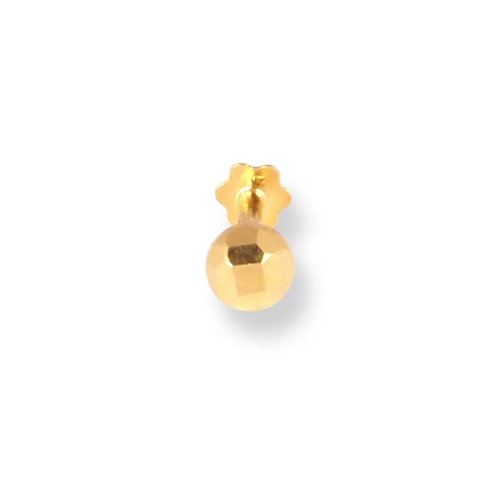 18ct Yellow Gold Screw Back Nose Stud with a Faceted Finish. - Image 9