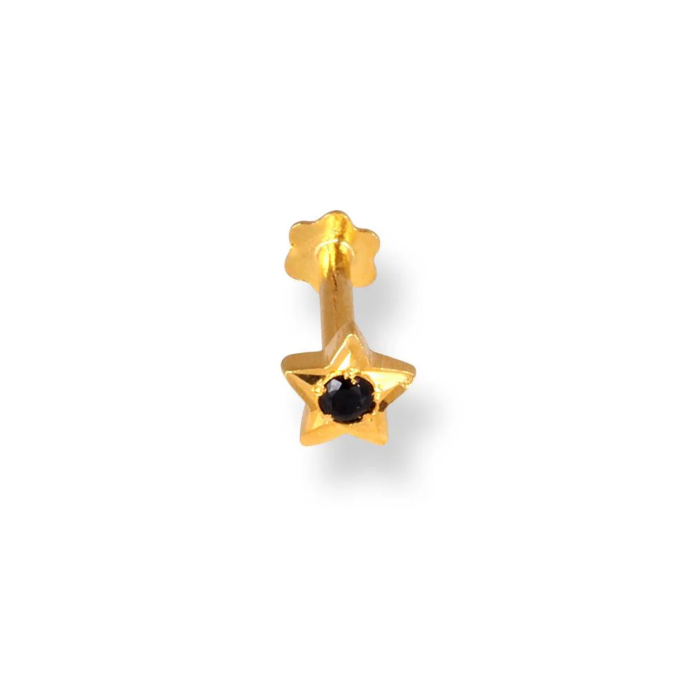 18ct Yellow Gold Star Shaped Screw Back Nose Stud with Cubic Zirconia Stone - Image 13