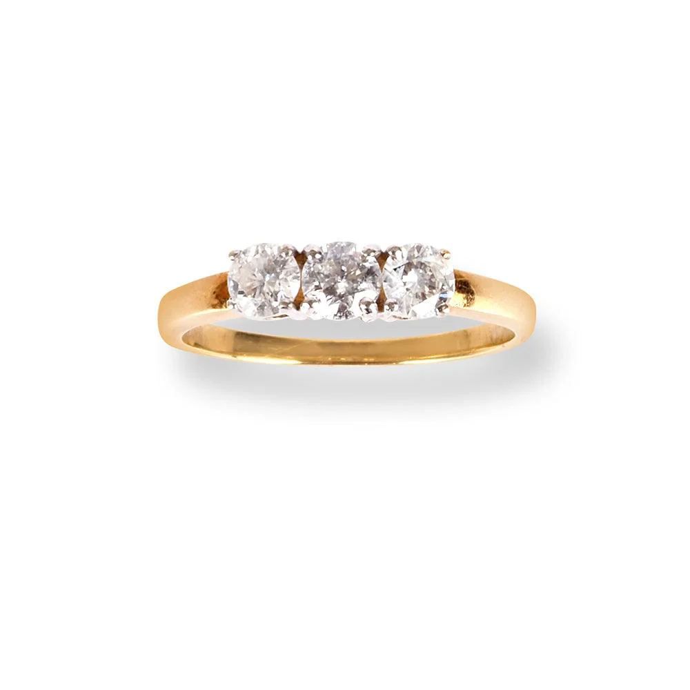 18ct Yellow Gold Trilogy Diamond Ring LR-6643 - Image 4