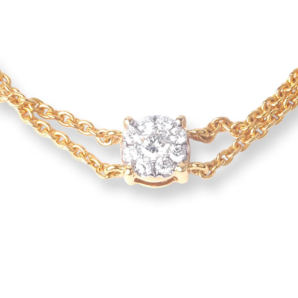 18ct Gold Bracelet with 2-Row Cluster Diamond - Unmatched Elegance - Image 3