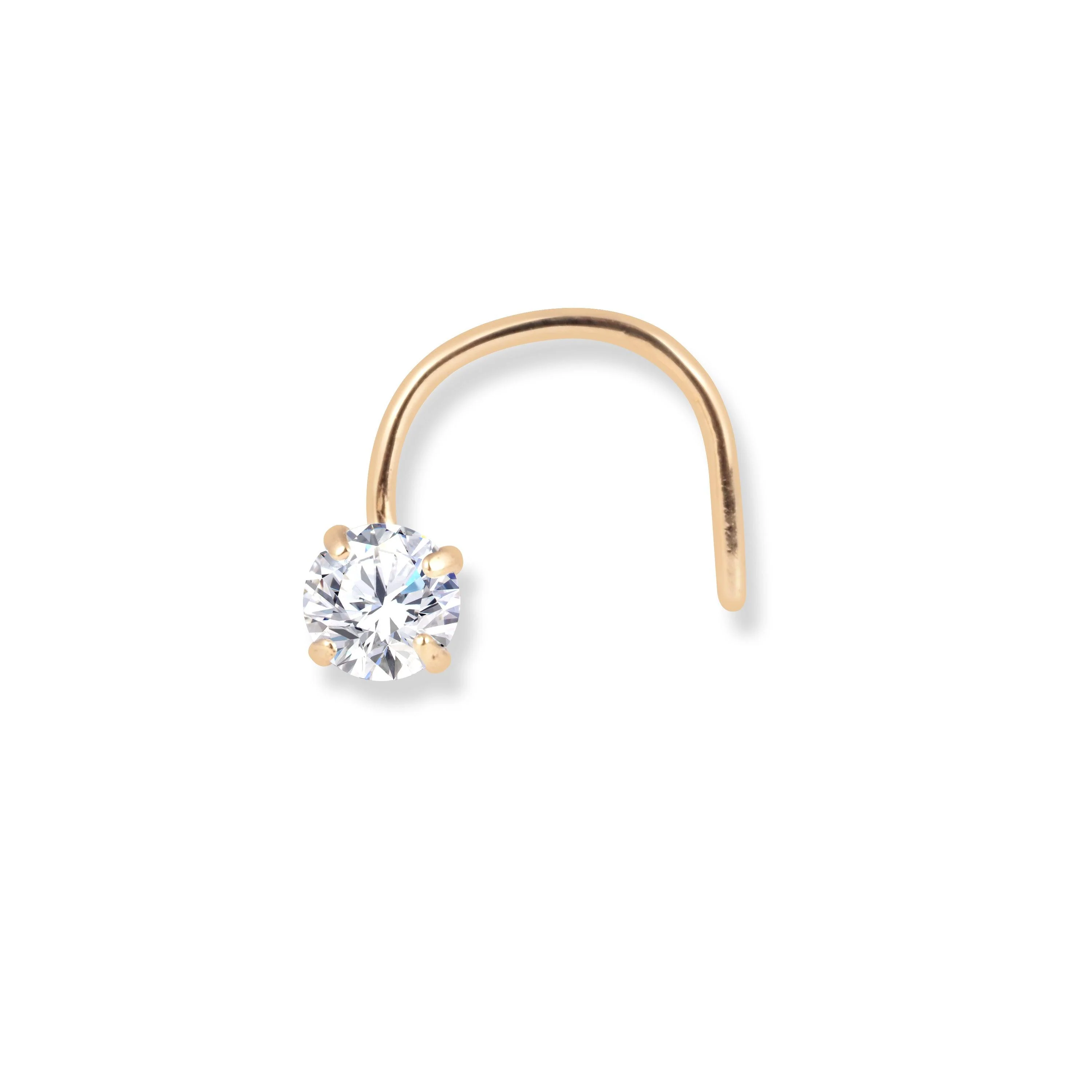 18ct Gold Wire Back Nose Stud with Cubic Zirconia Stone in a Four Claw Setting - Image 18