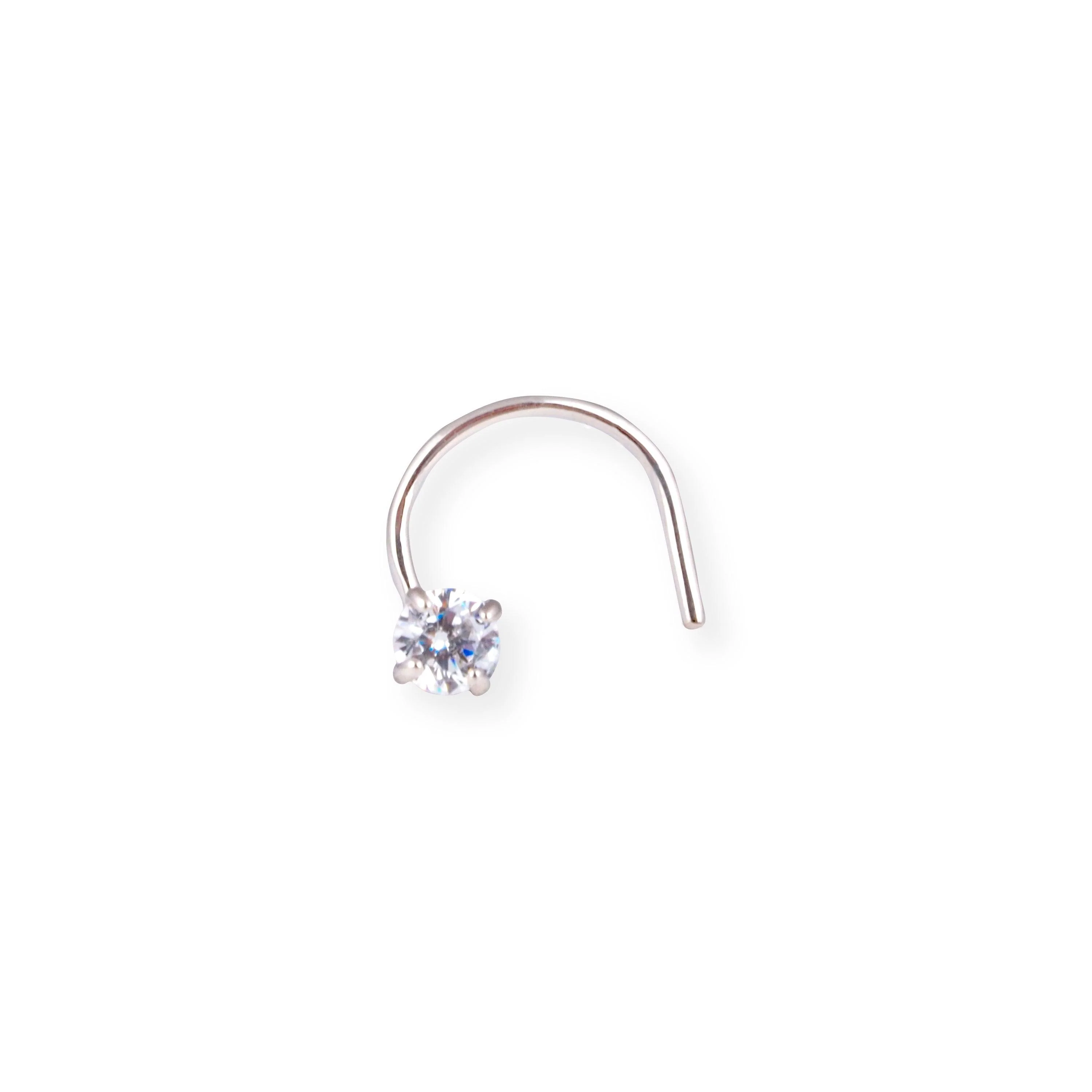 18ct Gold Wire Back Nose Stud with Cubic Zirconia Stone in a Four Claw Setting - Image 19