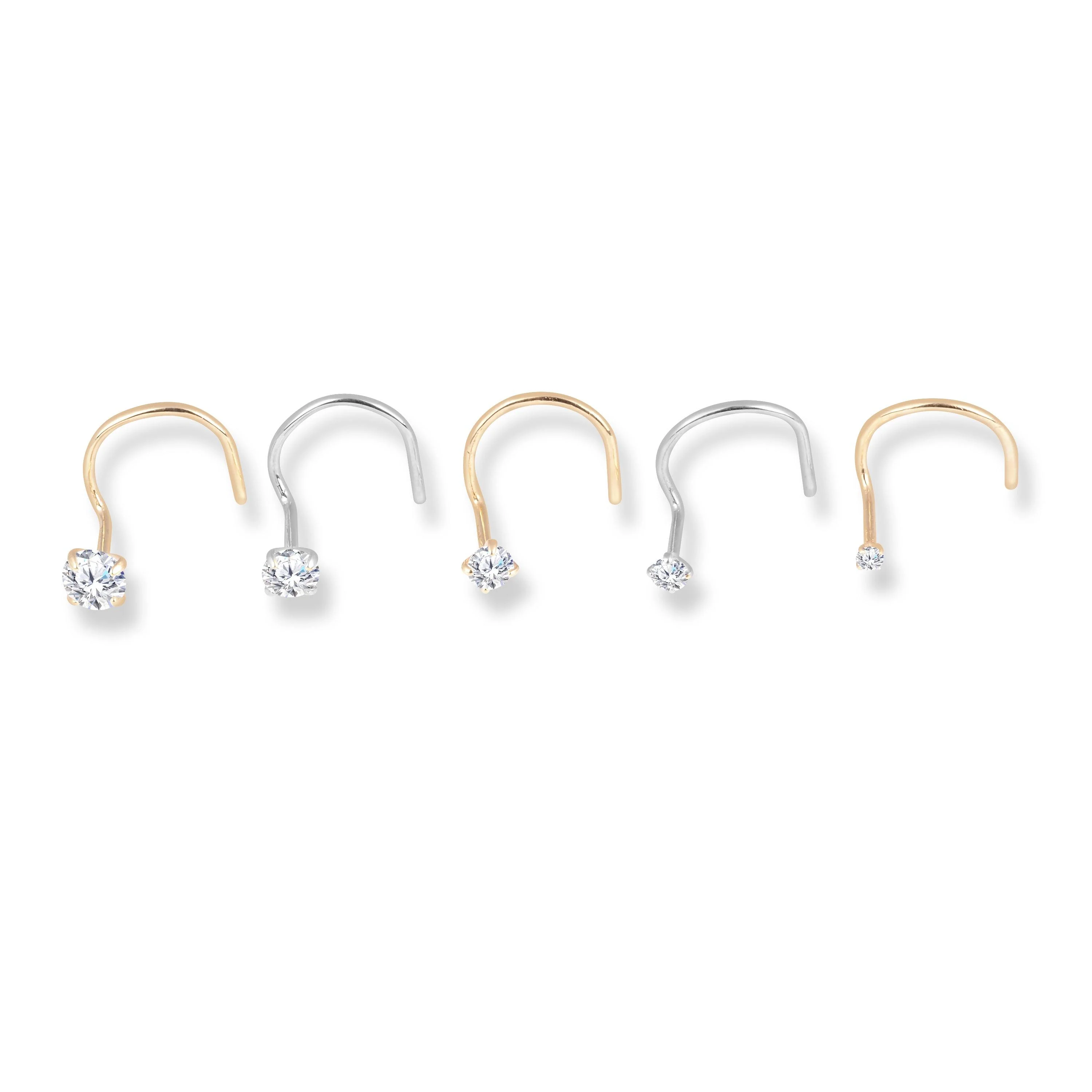 18ct Gold Wire Back Nose Stud with Cubic Zirconia Stone in a Four Claw Setting - Image 4