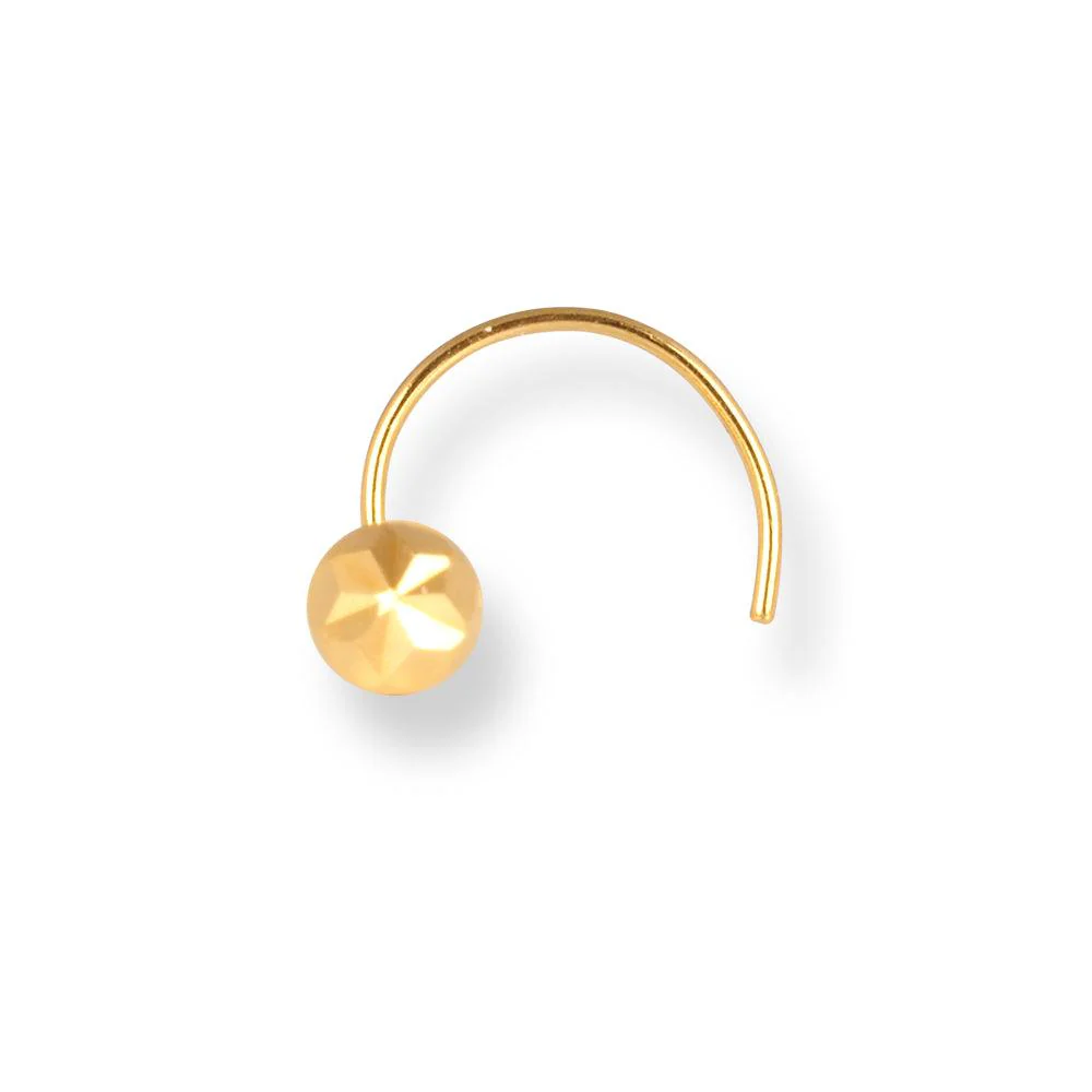 18ct Yellow Gold Wire Coil Back Nose Stud with Diamond Cut Design - Image 28