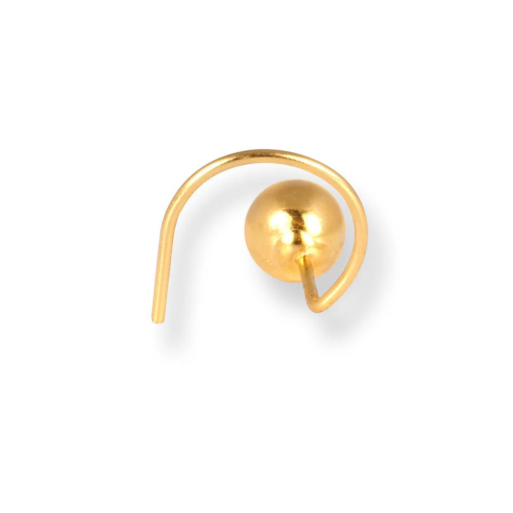 18ct Yellow Gold Wire Coil Back Nose Stud with Plain Gold Ball - Image 19