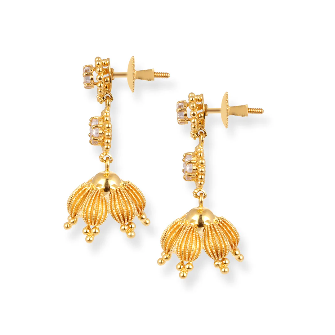 22ct Gold Necklace Suite with Cubic Zirconia Stones & Hook Clasp. - Image 5