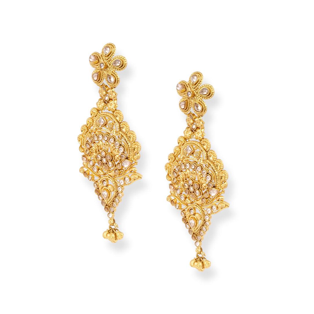 22ct Gold Antique-Style Bridal Necklace & Earrings Set with Intricate Filigree - Image 5