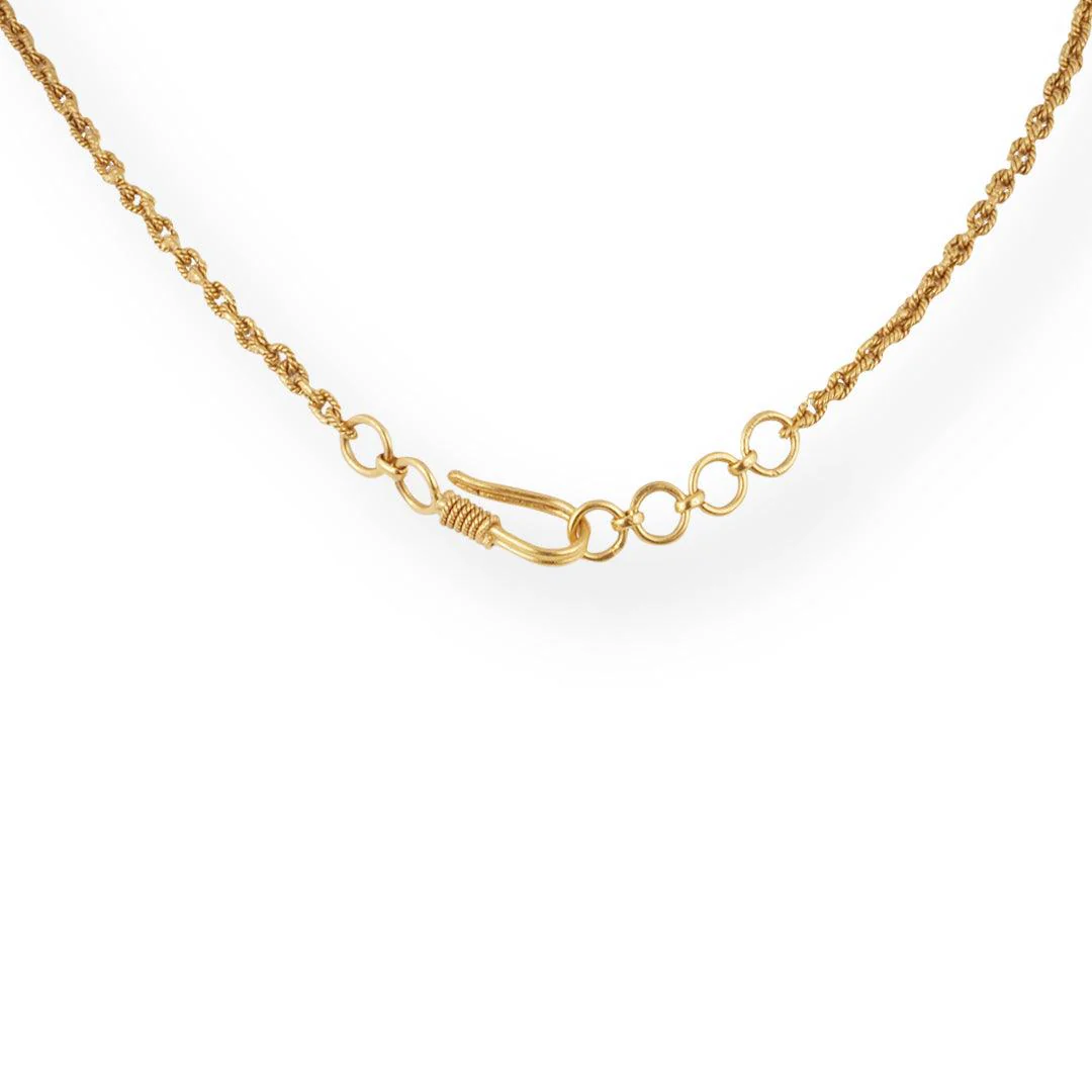 22ct Gold Antique-Style Necklace & Earrings Set with Floral Circular Pendant Design - Image 6