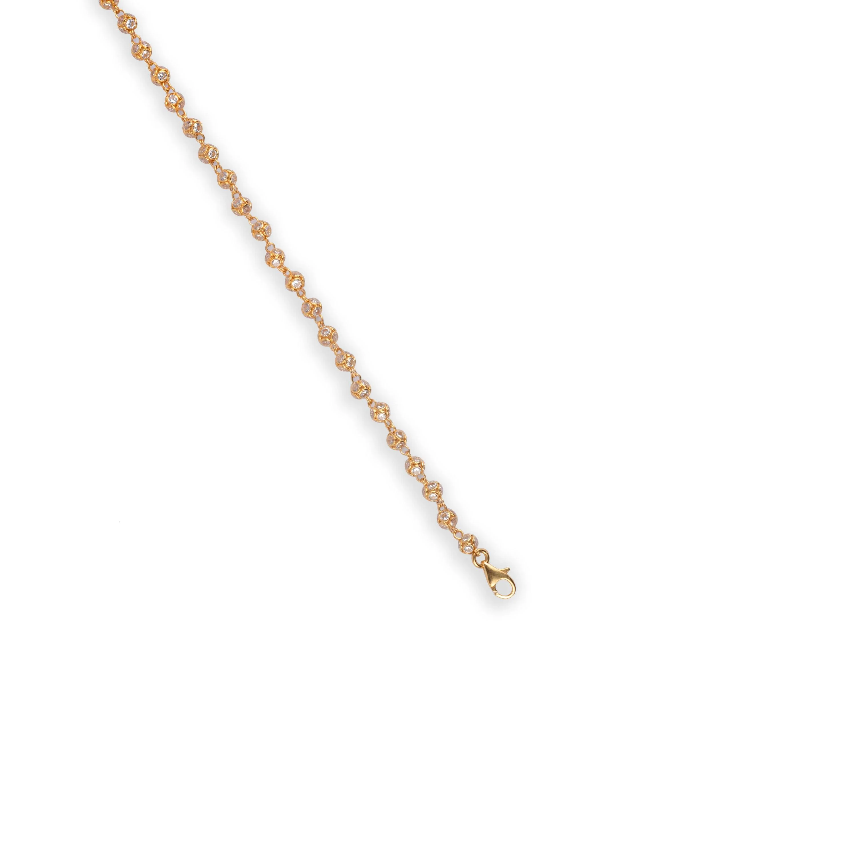 22ct Gold Beaded Bracelet with Cubic Zirconia Stones with Lobster Clasp - Stunning Elegance - Image 4