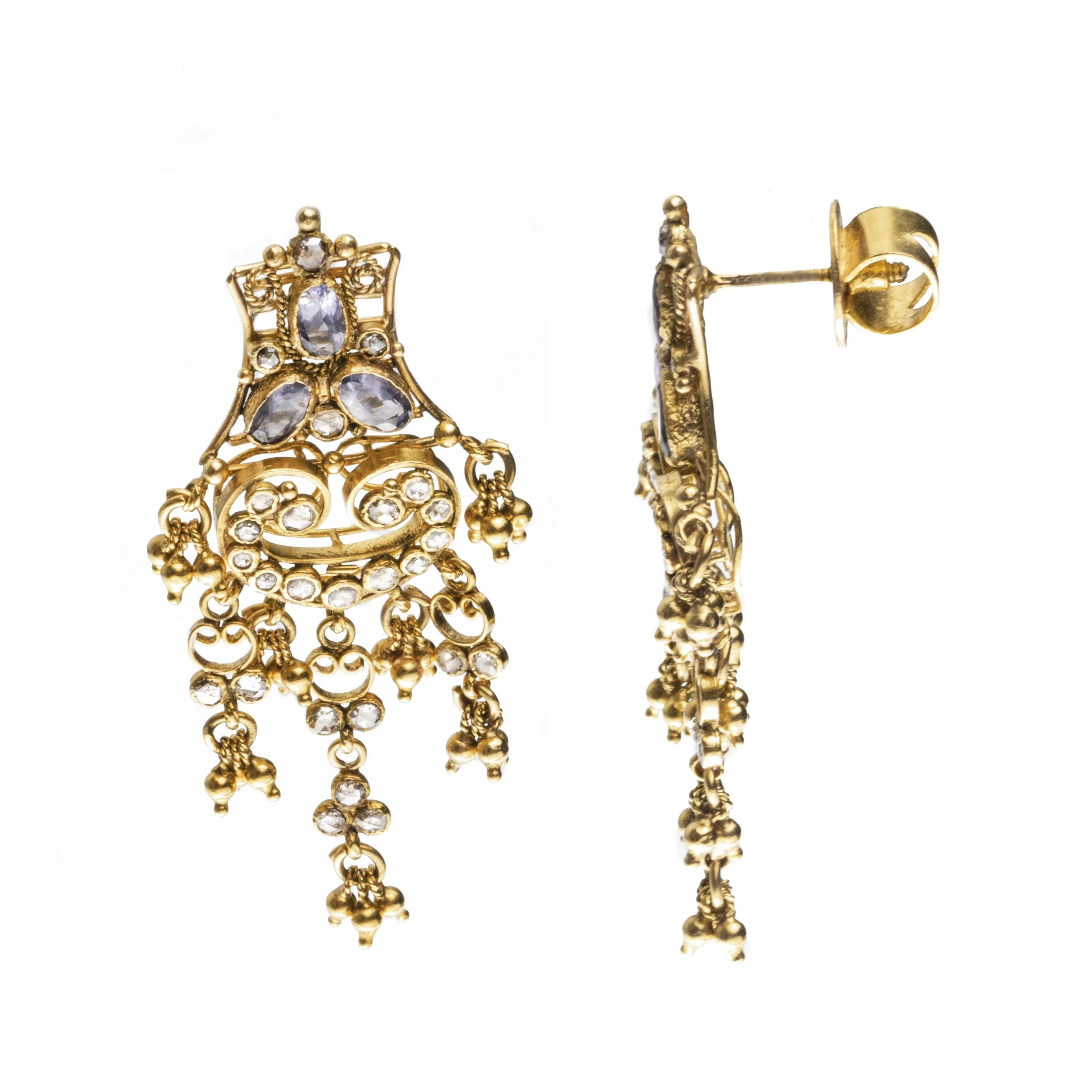 22ct Gold Champagne Diamond Necklace & Earrings Suite | Premium Jewellery - Image 5