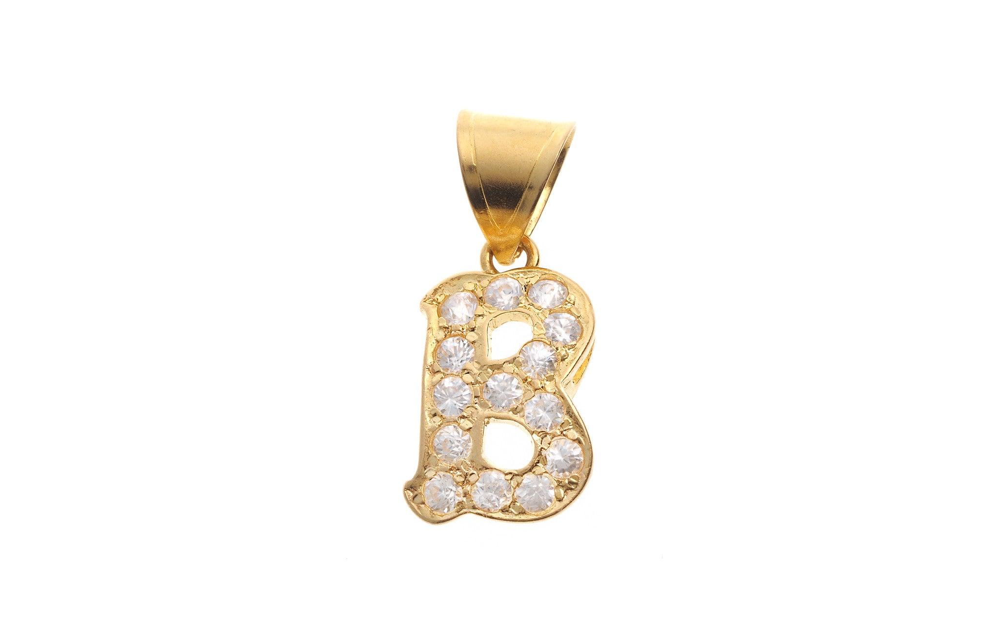 'B' Initial Pendant 22ct Yellow Gold Cubic Zirconia - Sparkling pendant - Image 3