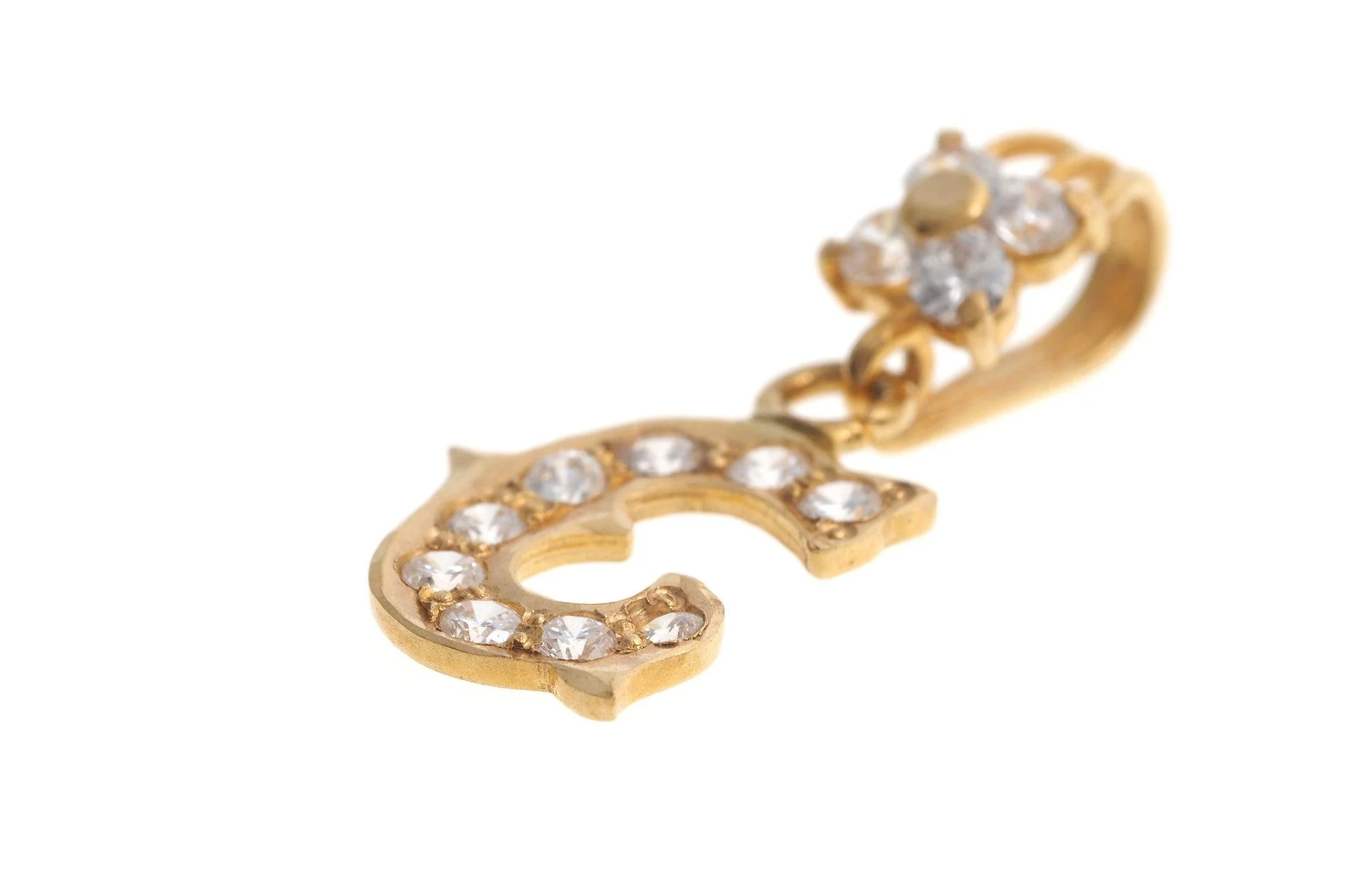 22ct Yellow Gold Cubic Zirconia 'C' Initial Pendant - Sparkle stones - Image 2