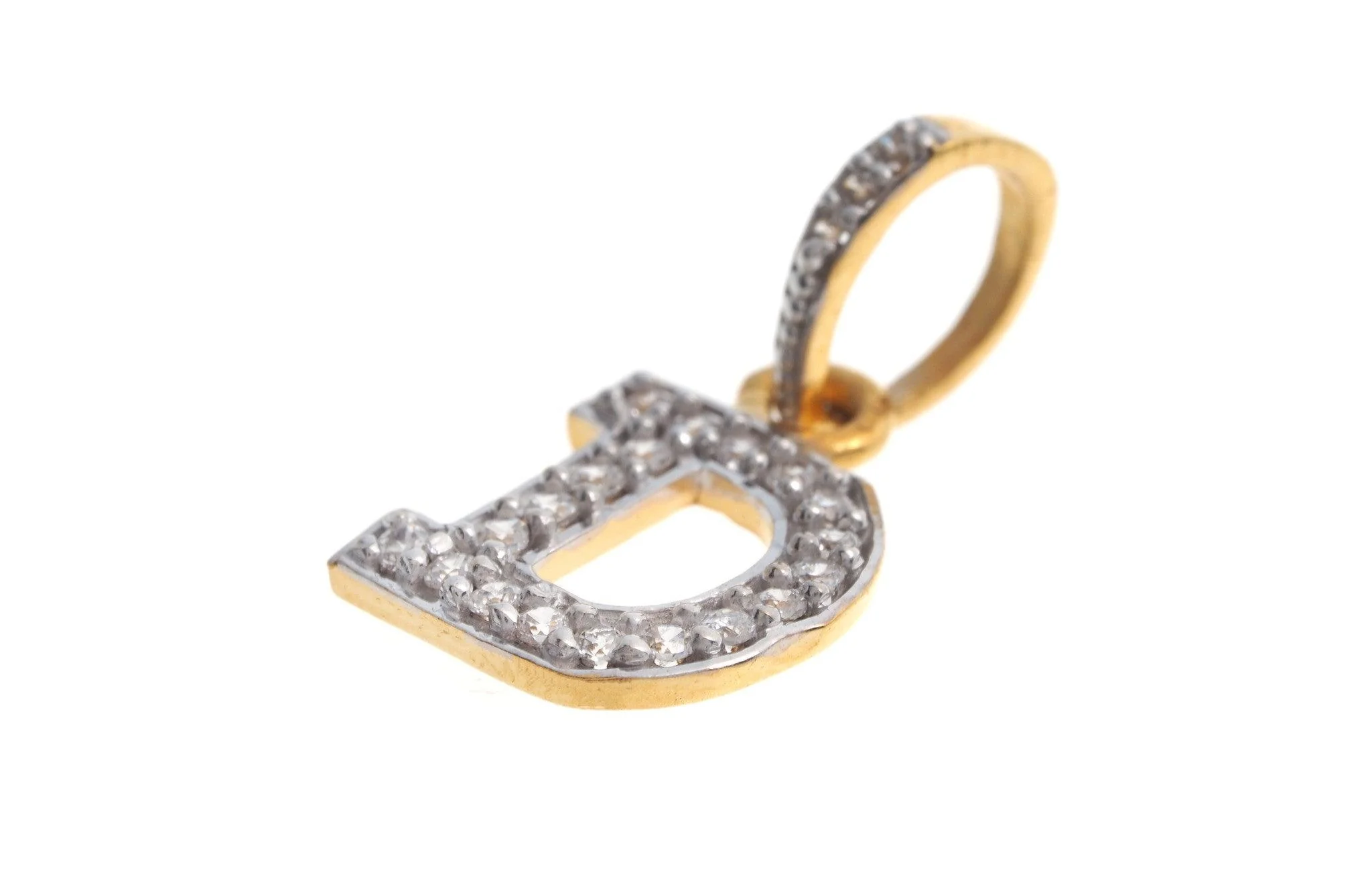 'D' Initial Pendant 22ct Yellow Gold Cubic Zirconia -  Initial pendant - Image 3