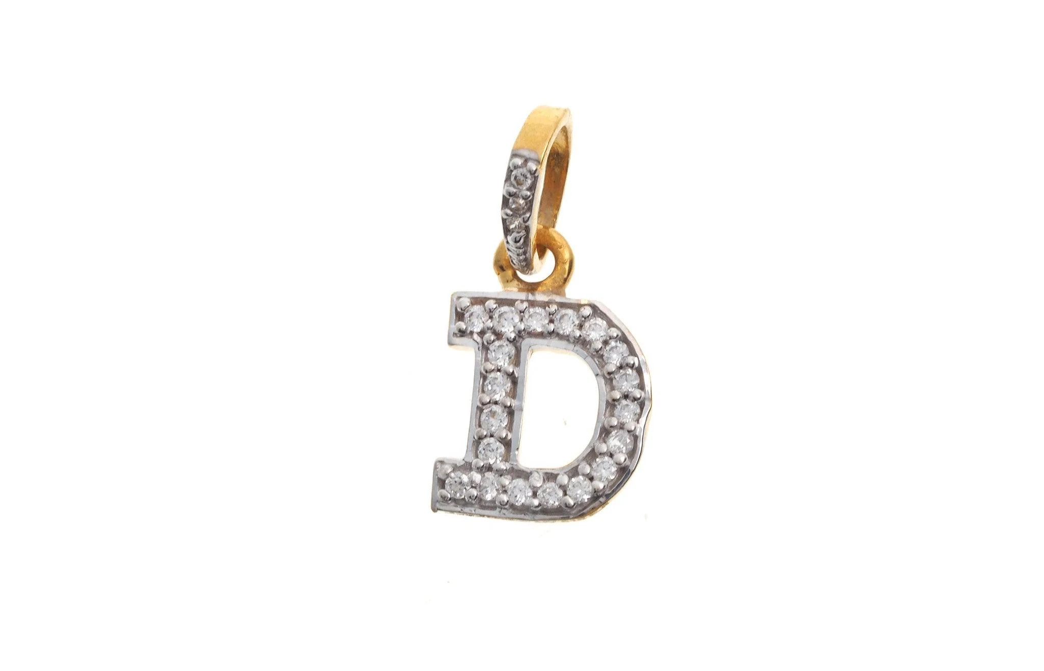 'D' Initial Pendant 22ct Yellow Gold Cubic Zirconia -  Initial pendant - Image 4
