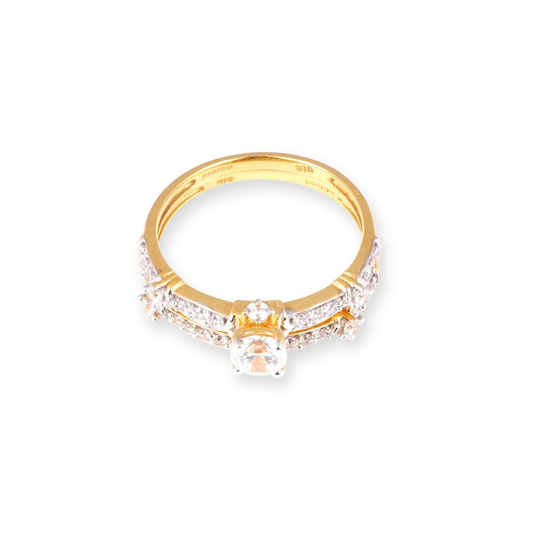 22ct Gold Cubic Zirconia Engagement Ring and Wedding Band Suite LR14433 - Image 3