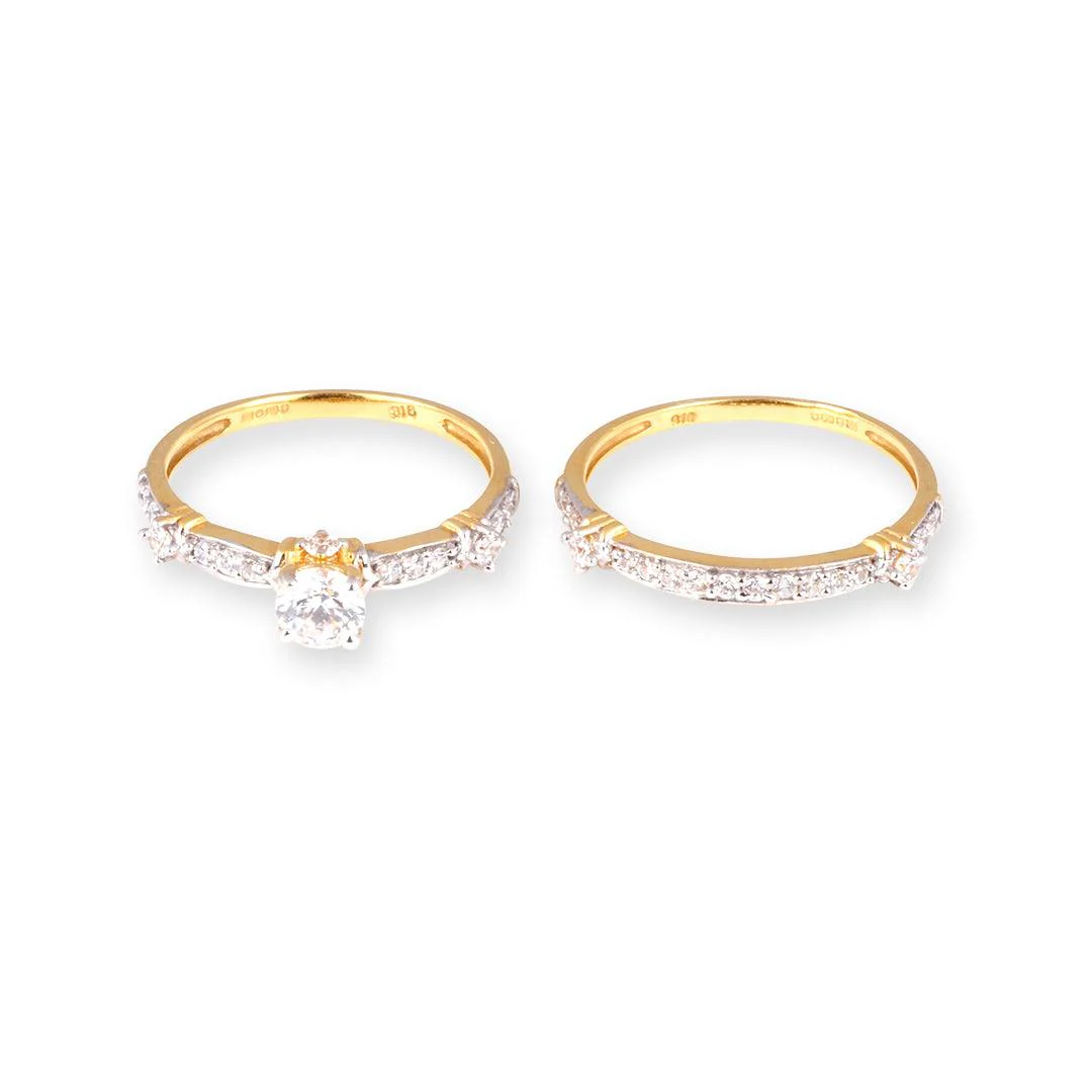 22ct Gold Cubic Zirconia Engagement Ring and Wedding Band Suite LR14433 - Image 4