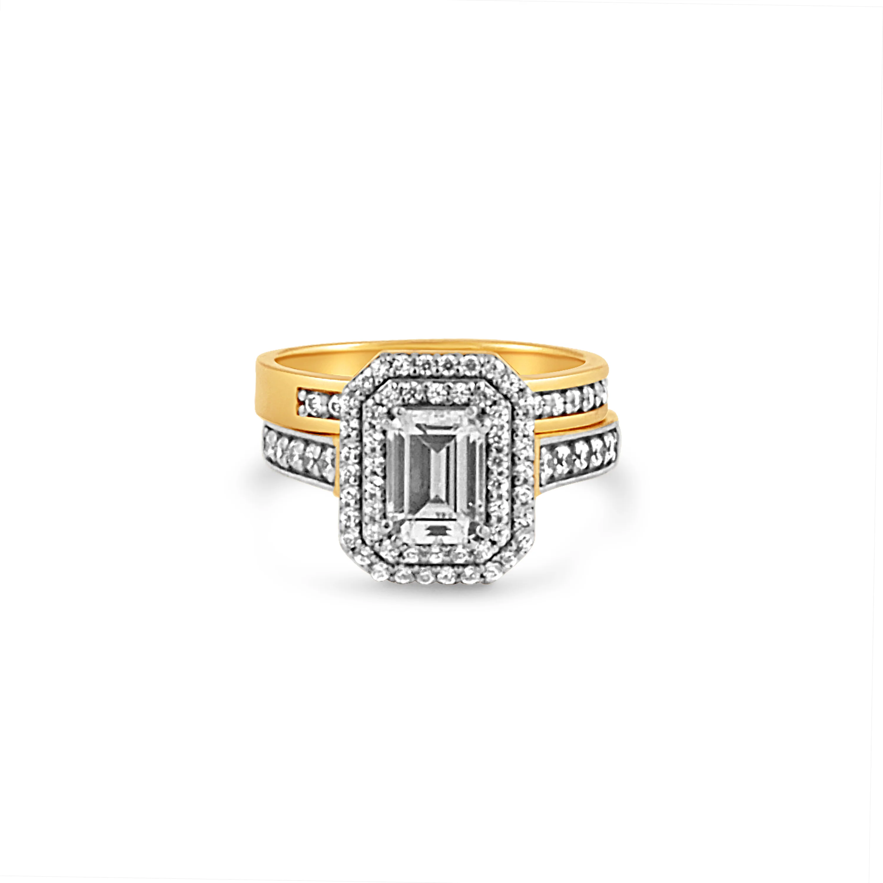 22ct Gold Cubic Zirconia Engagement Ring and Wedding Band Suite | Size K½