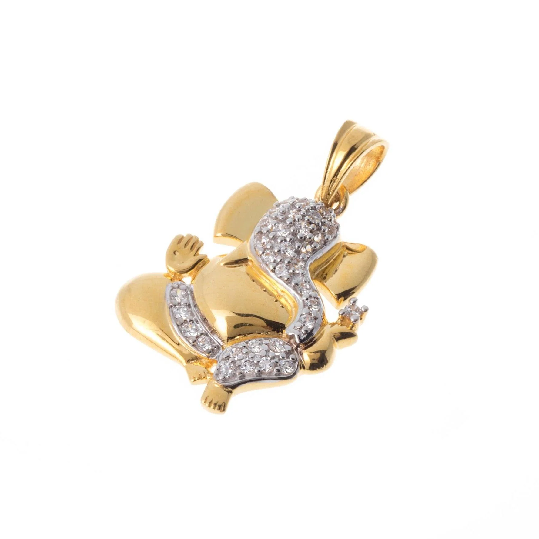 18ct / 22ct Gold Cubic Zirconia Ganesh Pendant - Gold Ganesha jewellery - Image 3
