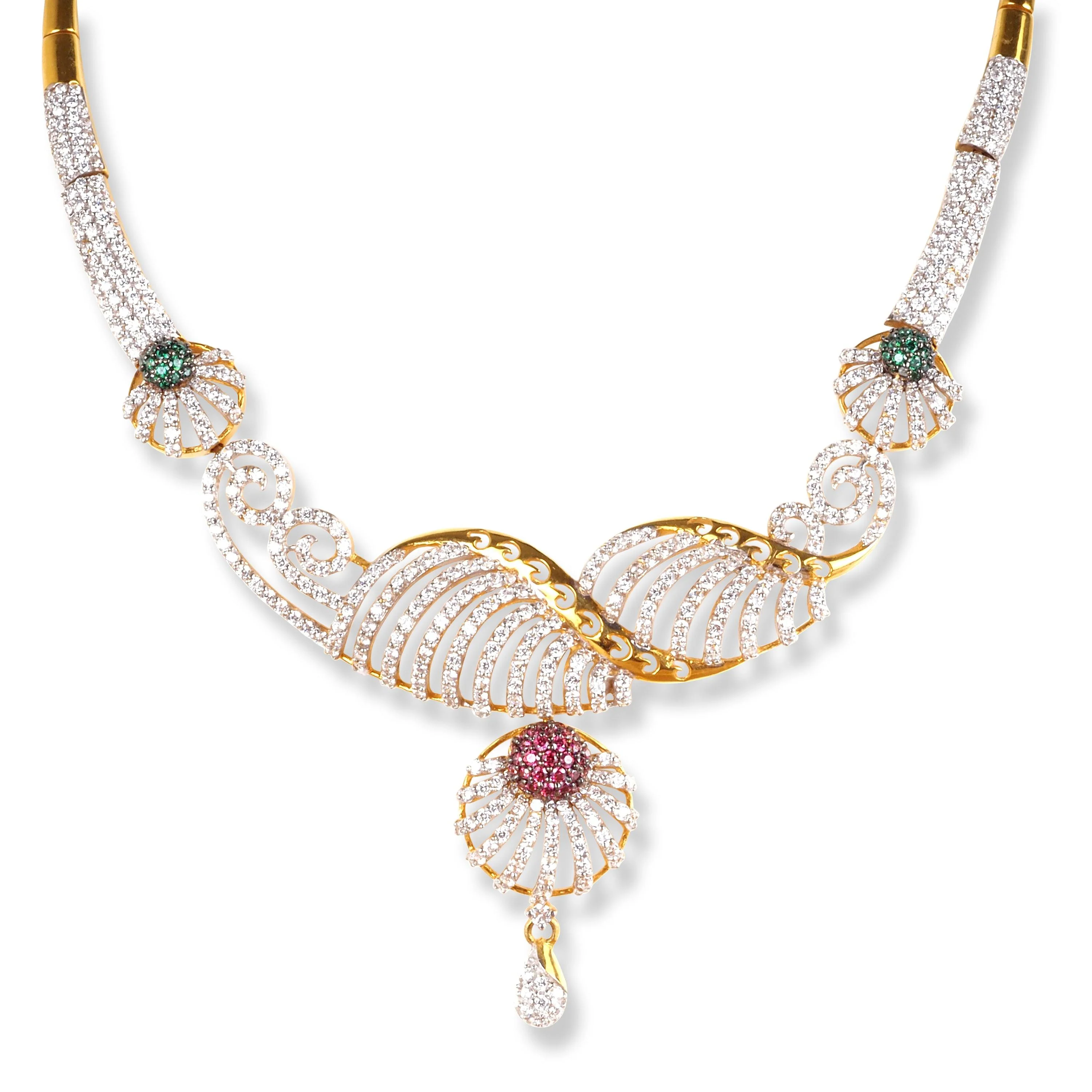 22ct Gold Cubic Zirconia Necklace N-4960 - Image 2
