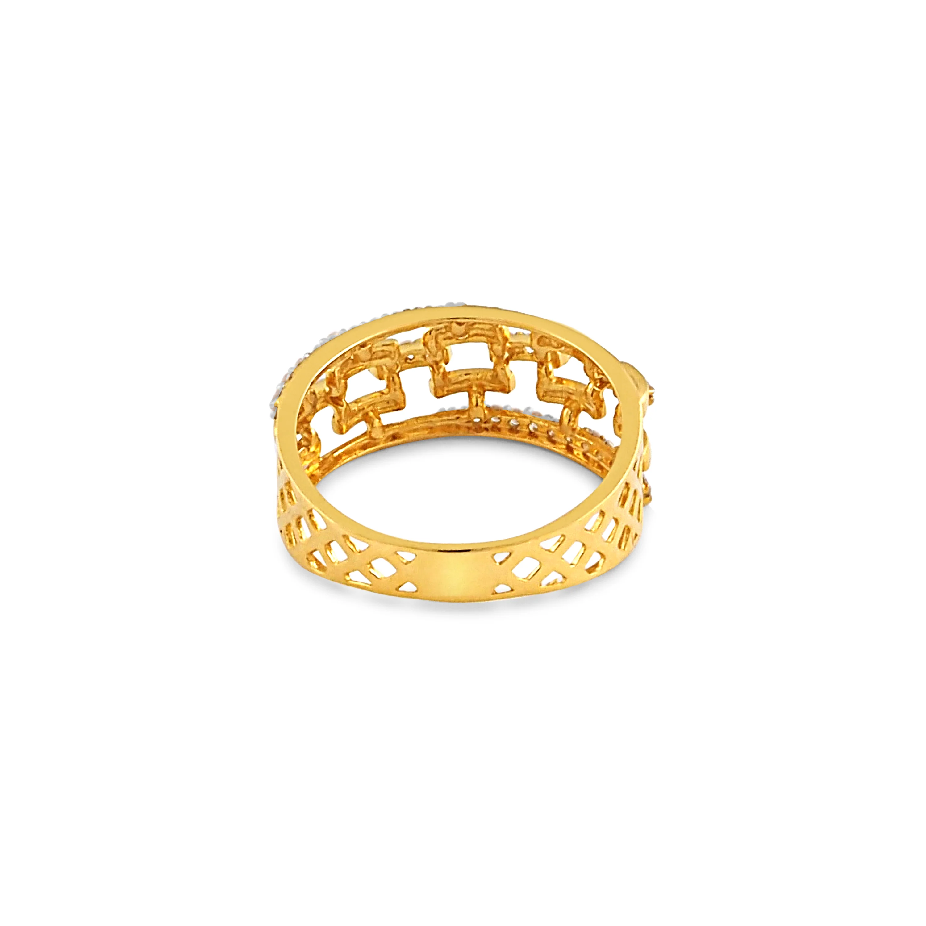 22ct Gold Cubic Zirconia Ring – Chain Link Design | M½ - Image 3