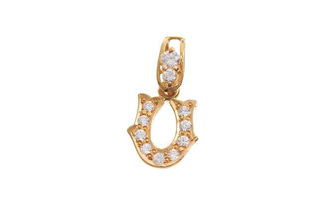 22ct Gold 'U' Initial Pendant with Cubic Zirconia | Premium Personalised Jewellery - Image 3