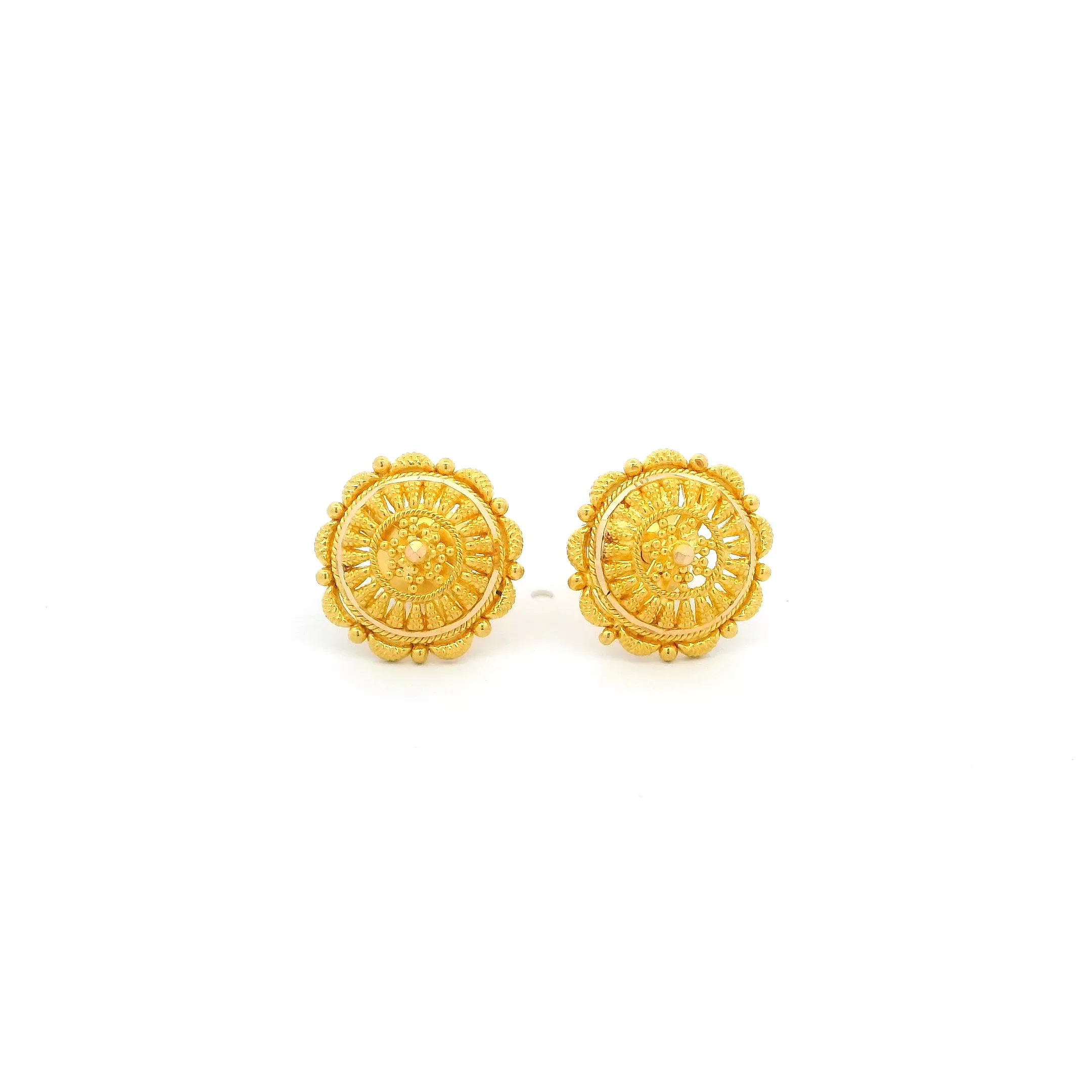 22ct Gold Ear Studs – Elegant Filigree Design for Secure All-Day Wear