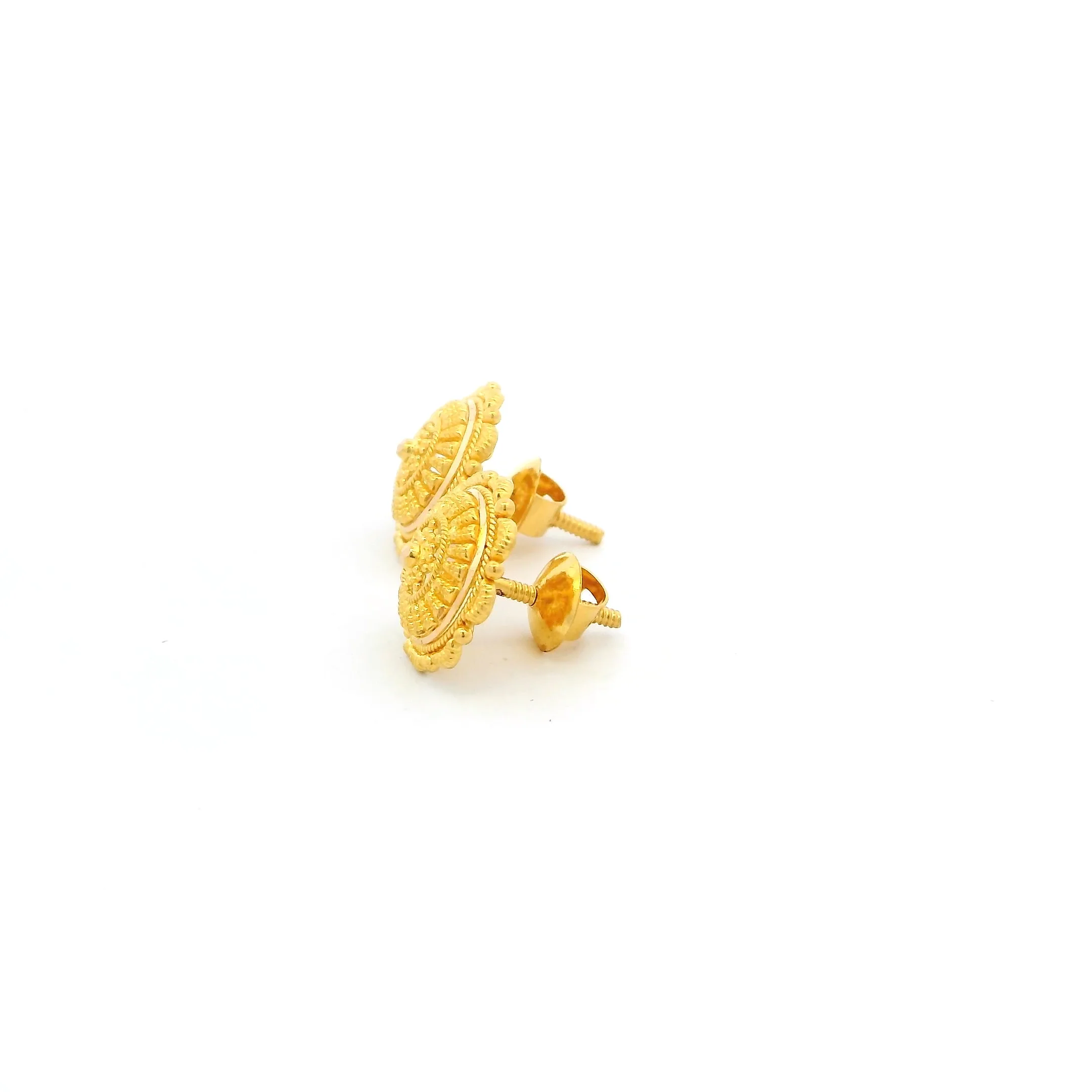 22ct Gold Ear Studs – Elegant Filigree Design for Secure All-Day Wear - Image 2