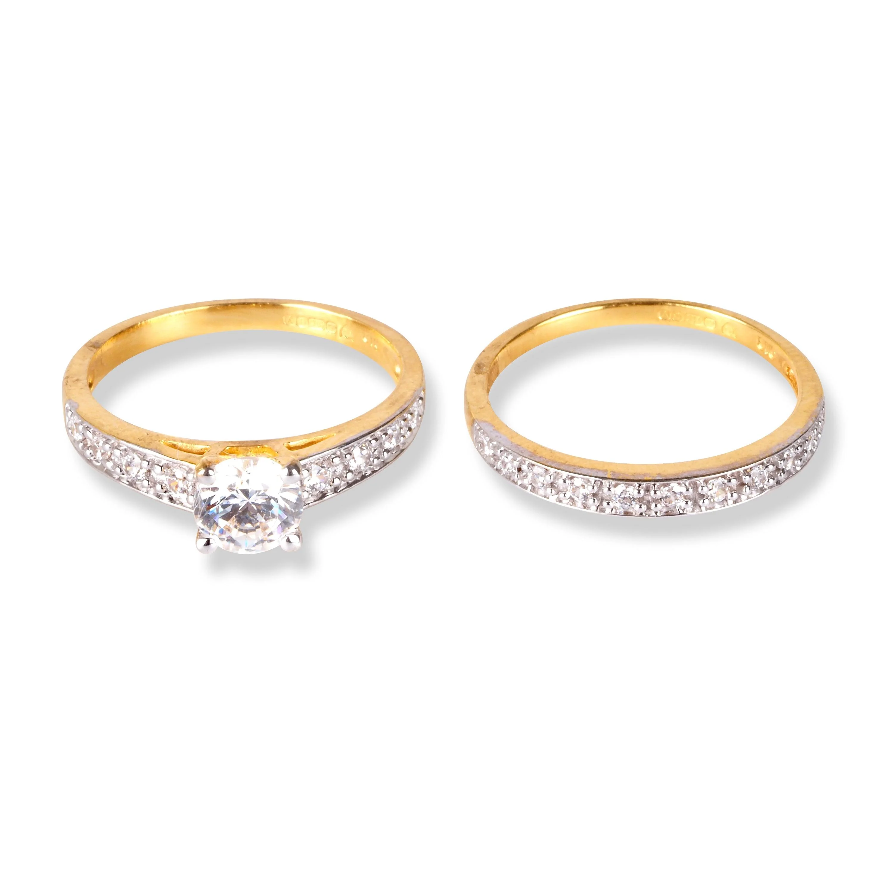 22ct Gold Engagement Ring and Wedding Band Set with Swarovski Zirconia Stones | Size M½ - Image 4