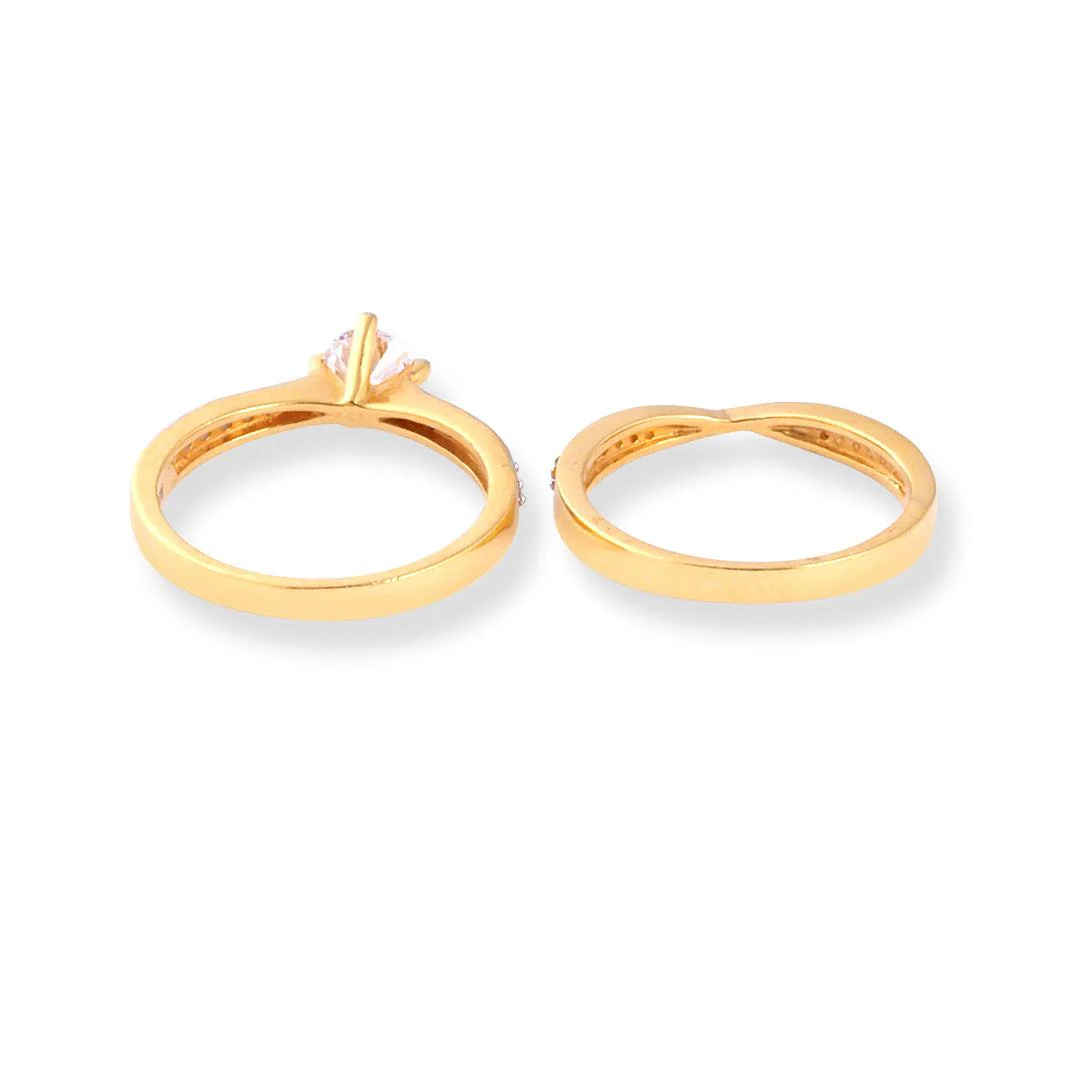 22ct Gold Engagement Ring and Wedding Band Set with Swarovski Zirconia Stones LR-7093 - Image 6