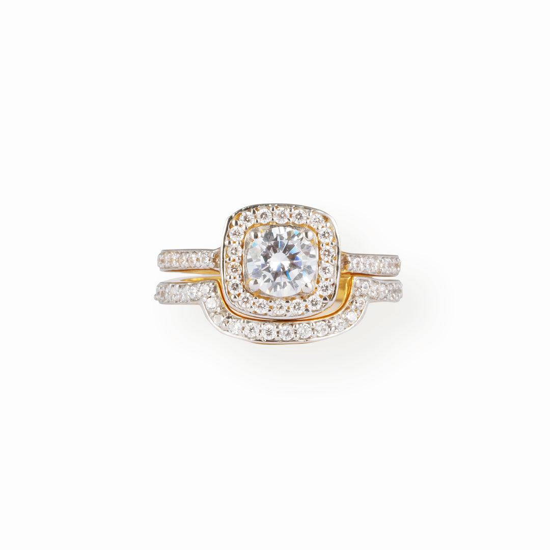 22ct Gold Engagement Ring and Wedding Band Set with Swarovski Zirconia Stones | Size K½ - Image 2