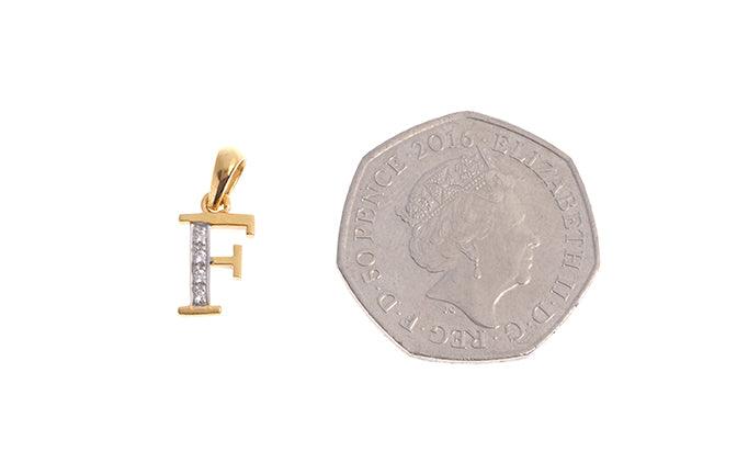 'F' Initial Pendant 22ct Gold Cubic Zirconia - Elegant pendant - Image 3