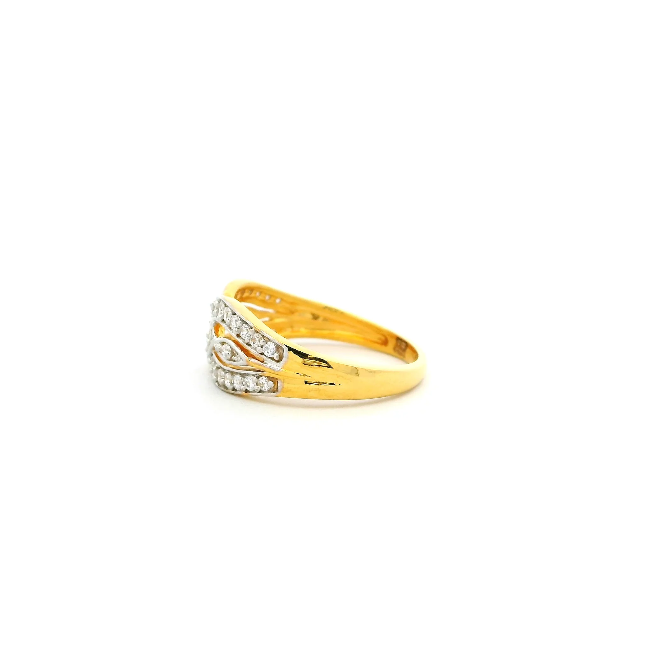 22ct Gold Fancy Ring with Round Cubic Zirconia Stones | Women’s Jewellery | Size K - Image 2