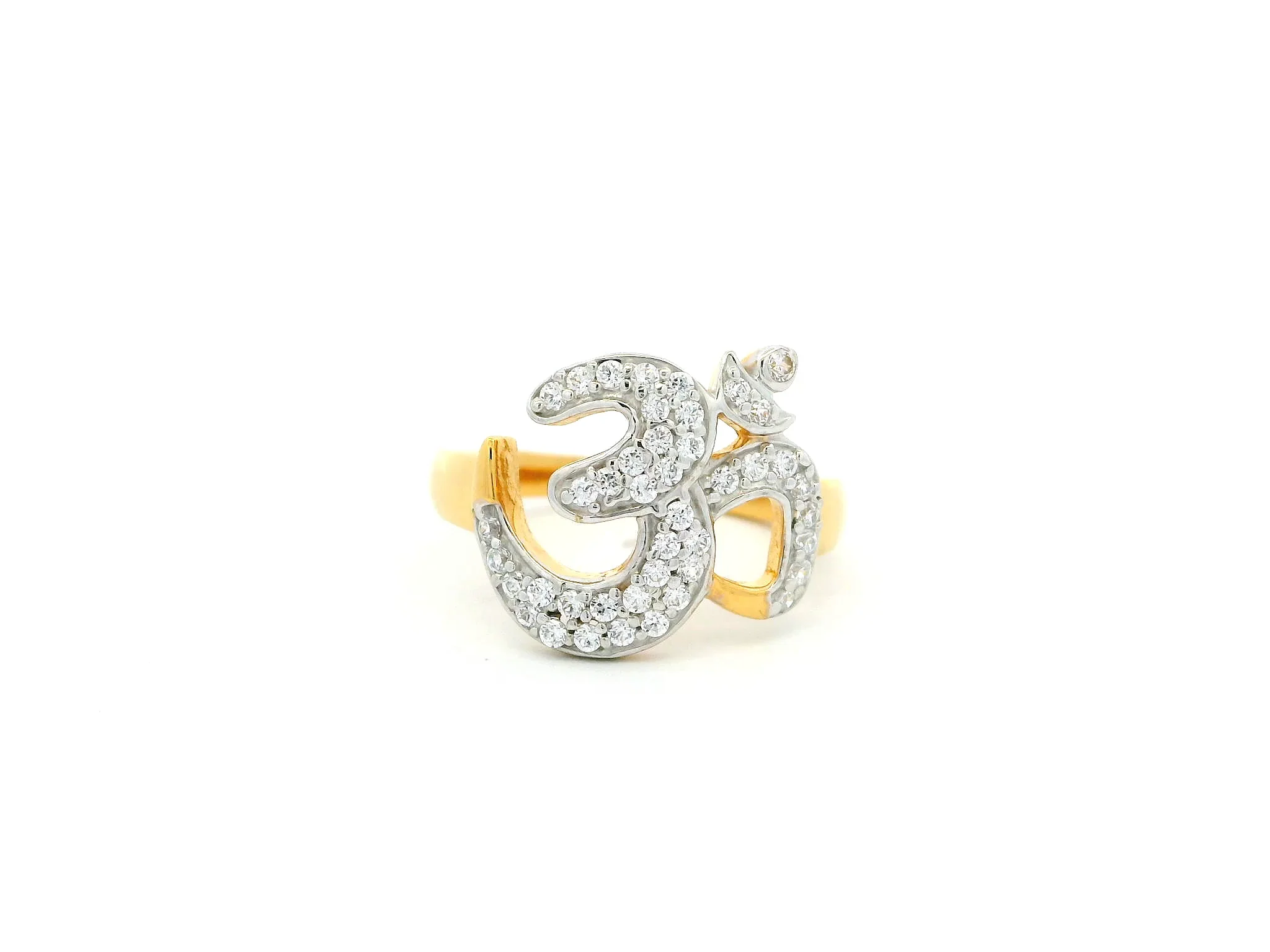 22ct Gold 'OM' Ring with Cubic Zirconia Stones | Size J½