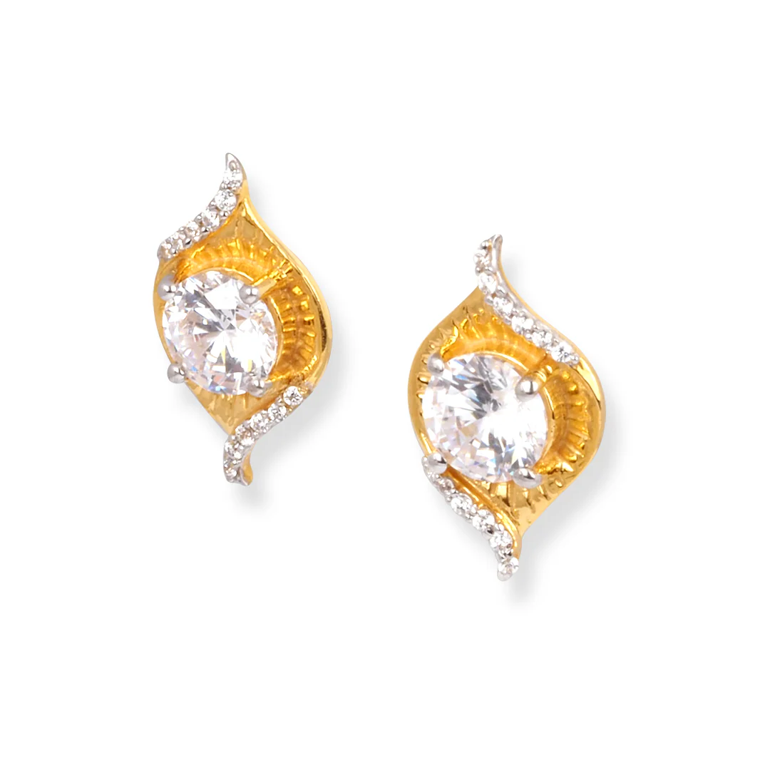 22ct Gold Pendant Suite with Cubic Zirconia Stones – Necklace & Earrings Set - Image 3