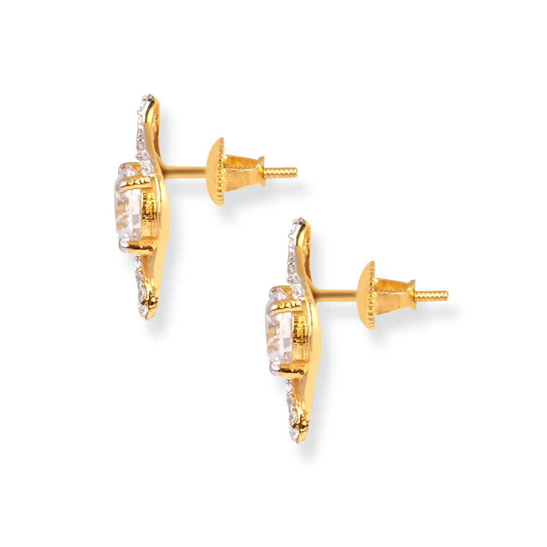 22ct Gold Pendant Suite with Cubic Zirconia Stones – Necklace & Earrings Set - Image 4