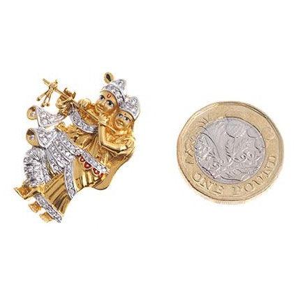 22ct Gold Radha Krishna Pendant with flute & Cubic Zirconia stones - Gold craftsmanship - Image 4