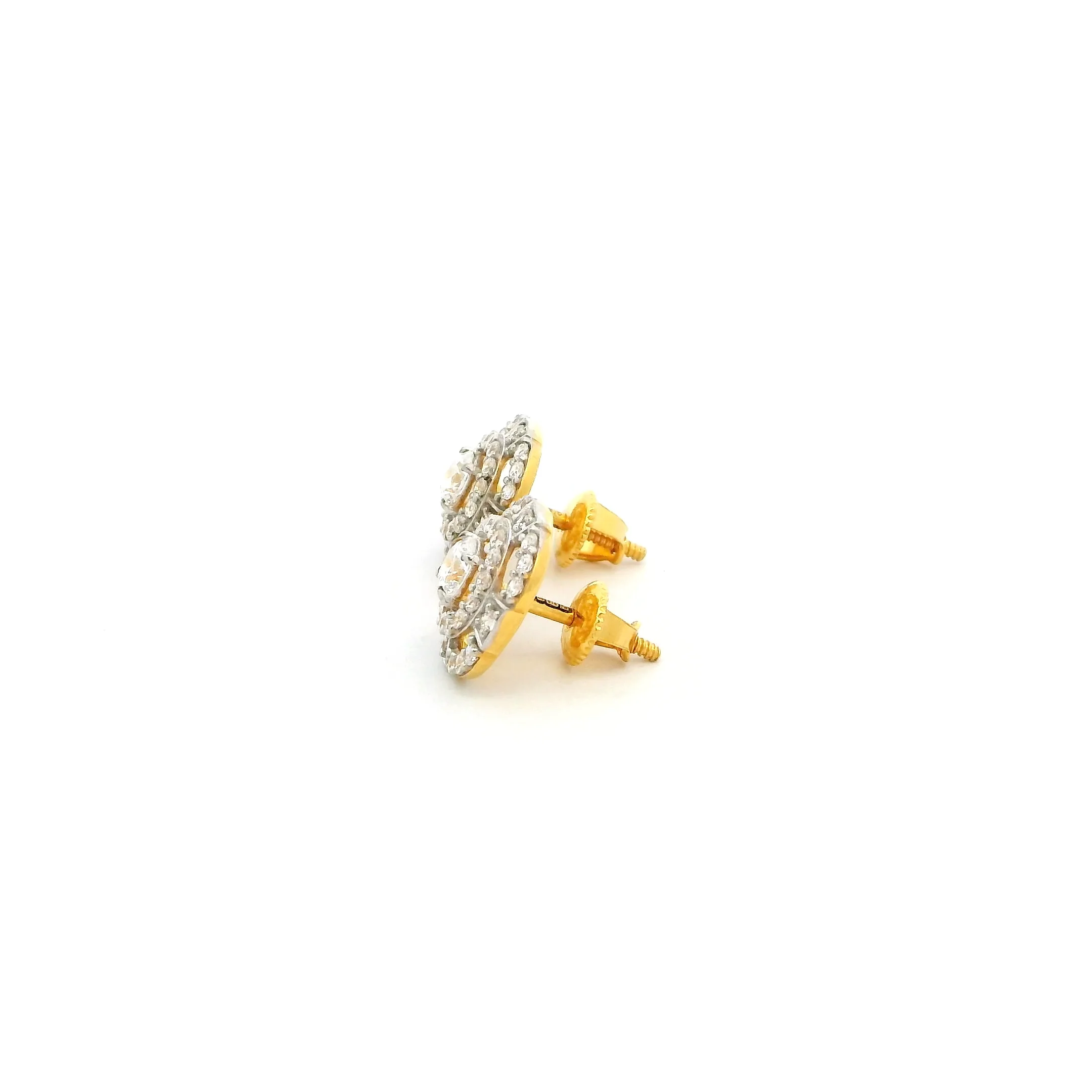22ct Gold Round Cubic Zirconia Earrings – Stylish Ear Studs - Image 2