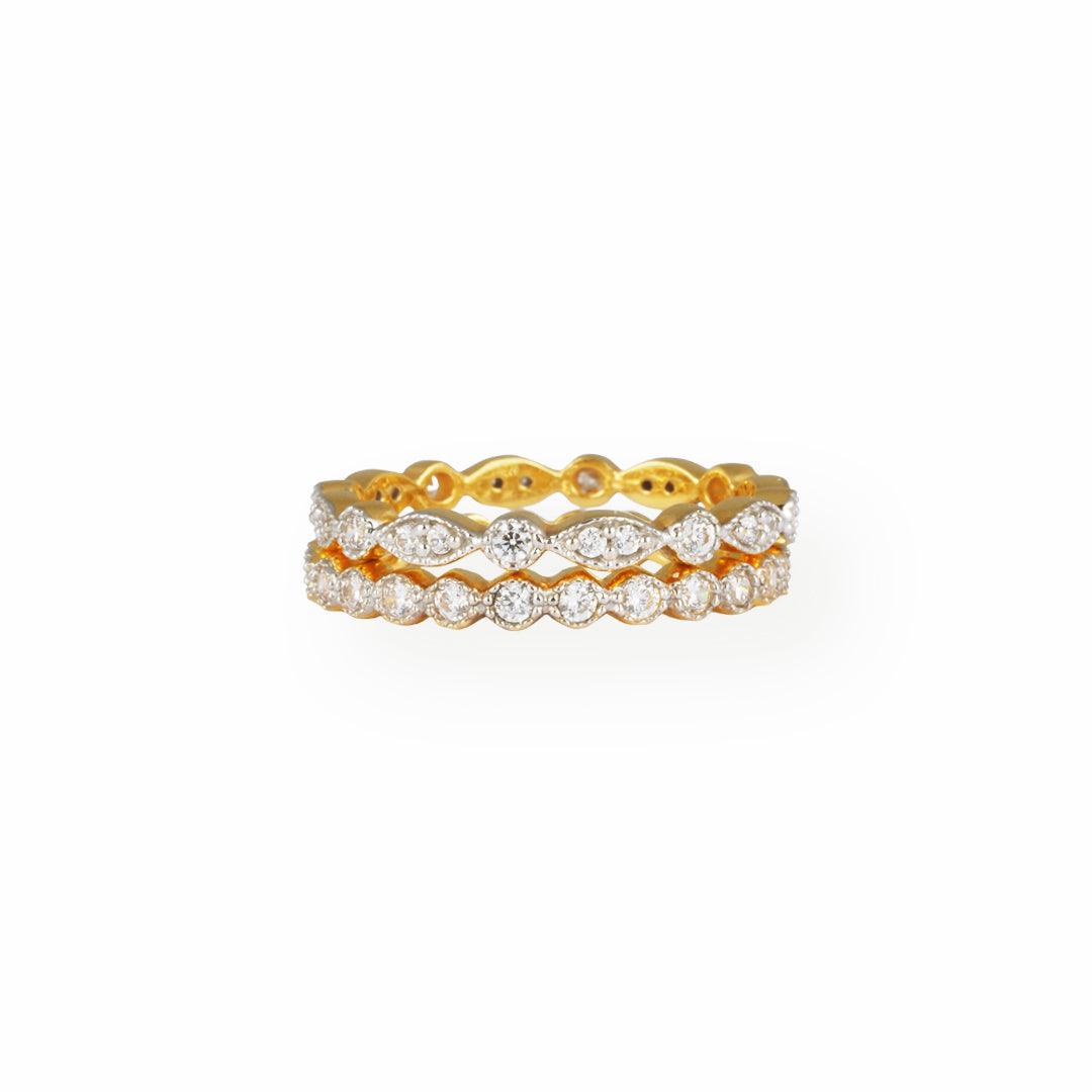 22ct Gold Set of 2 Stacking Eternity Rings with Swarovski Zirconia Stones LR-7101