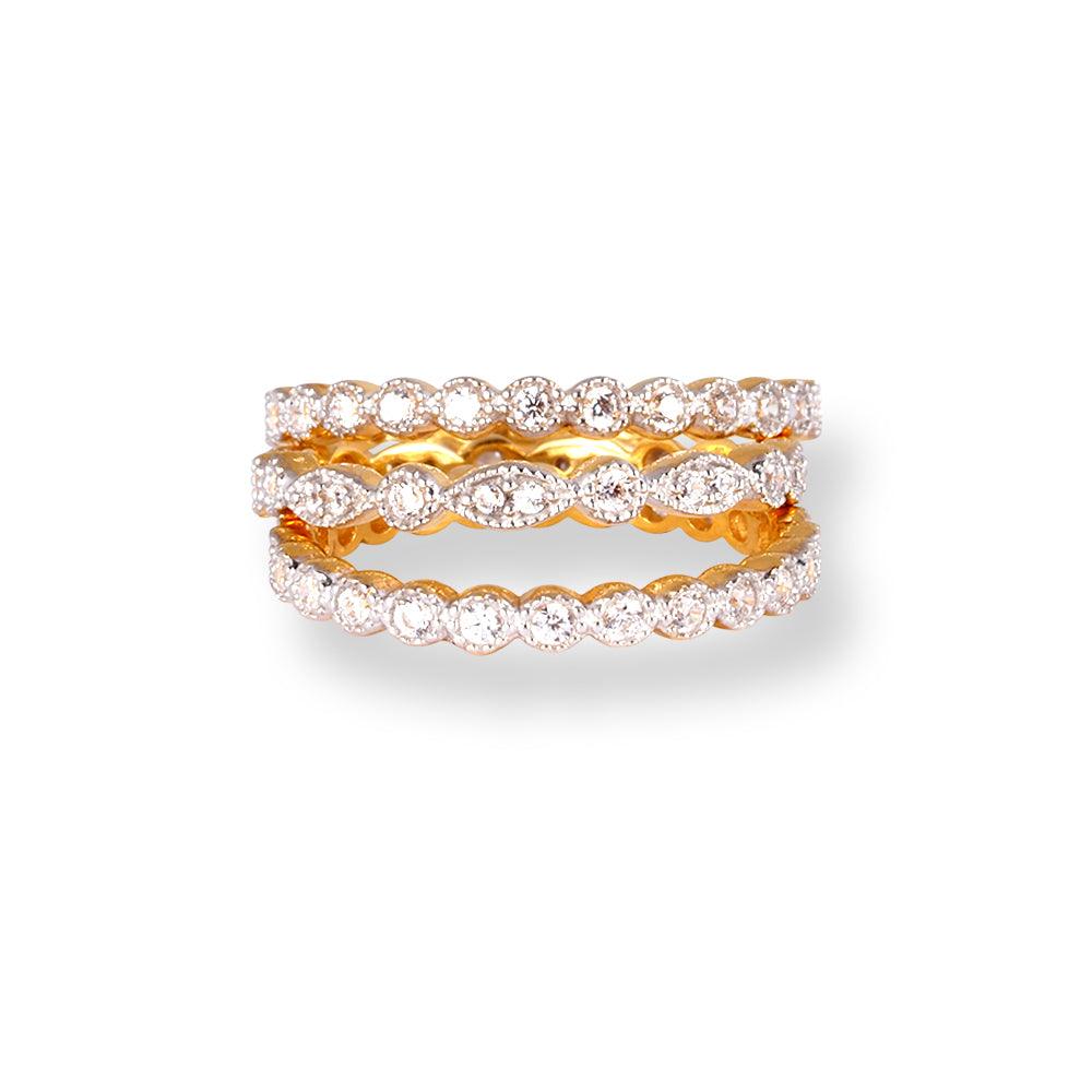 22ct Gold Set of 3 Stacking Eternity Rings with Swarovski Zirconia Stones LR-6615 - Image 3